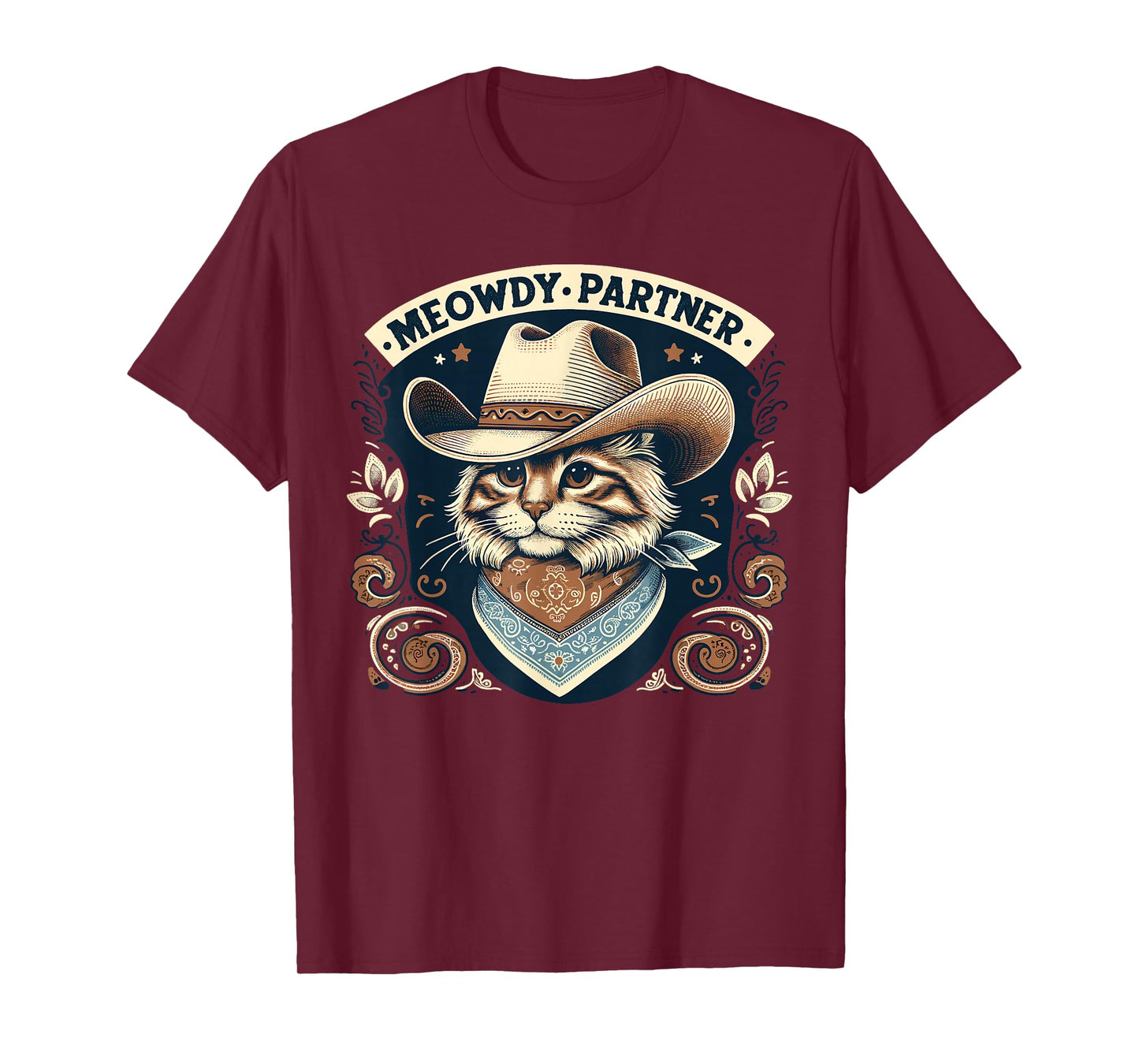 Meowdy Partner Cat Cowboy Hat Howdy Funny Country Western T-Shirt