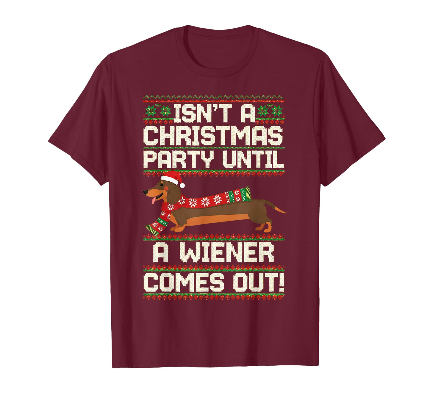 Cool Funny Wiener Dog Christmas Dachshund Holiday Joke T-Shirt