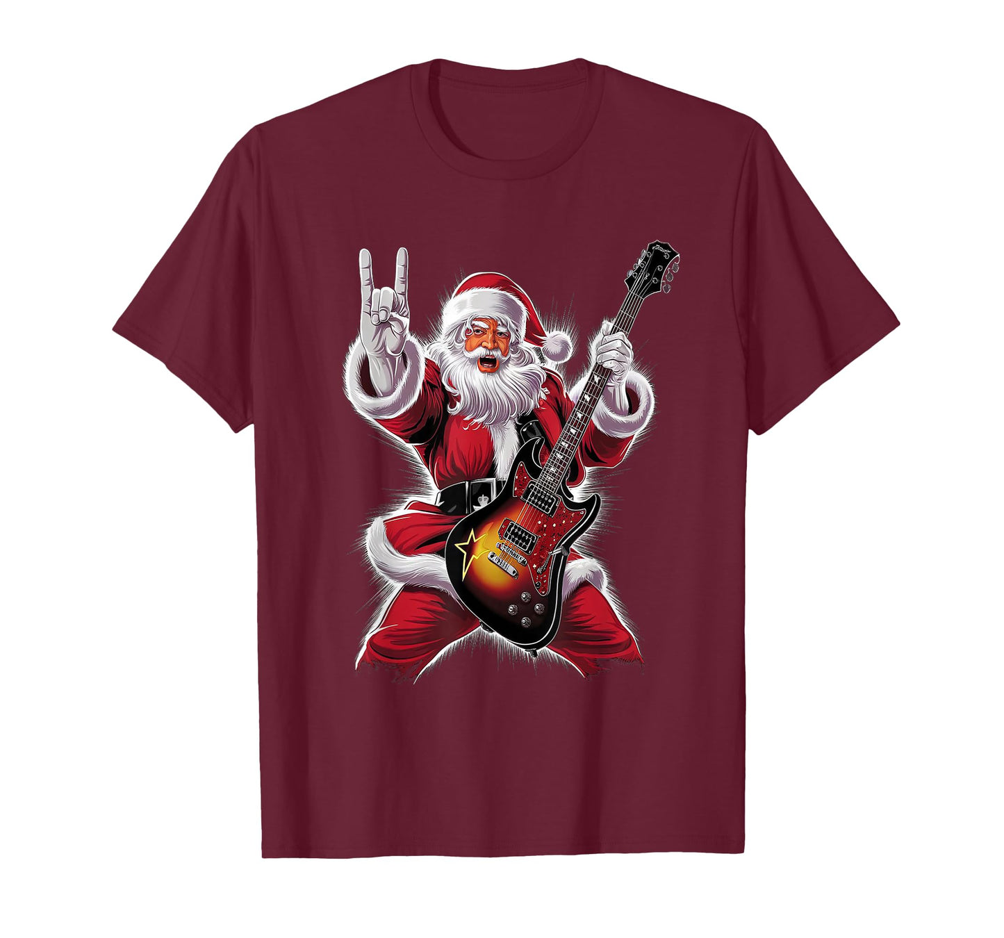 Rock & Roll Christmas Santa Claus Guitar Player T-Shirt