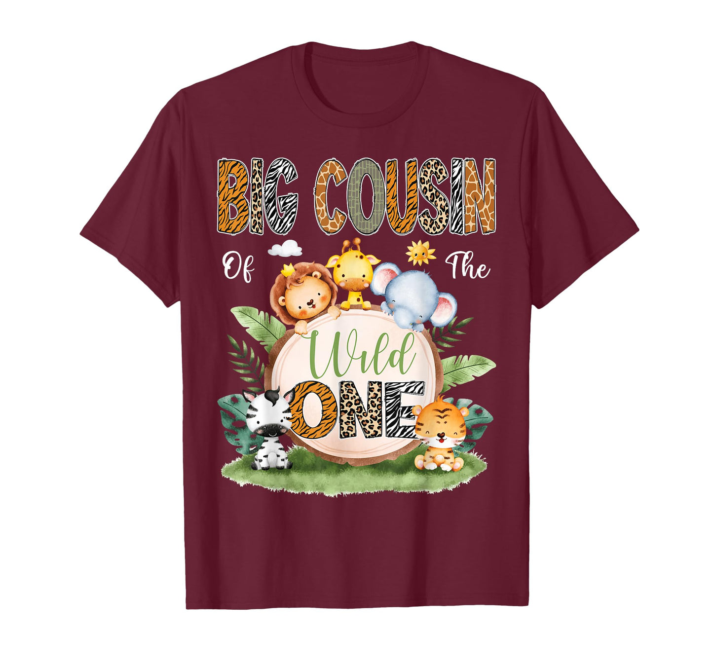 Big Cousin Of The Wild One 1St Birthday Kids Safari Jungle T-Shirt