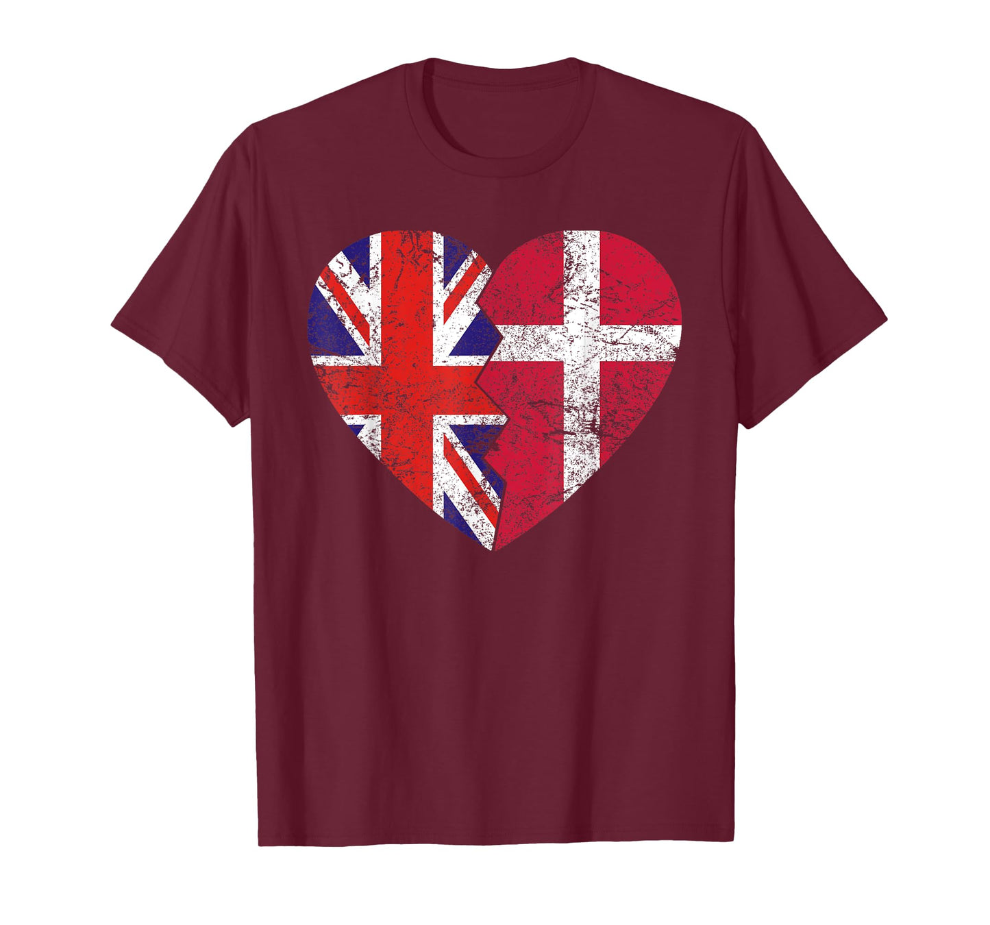 Danish British Flags Heart | United Kingdom Denmark Roots T-Shirt