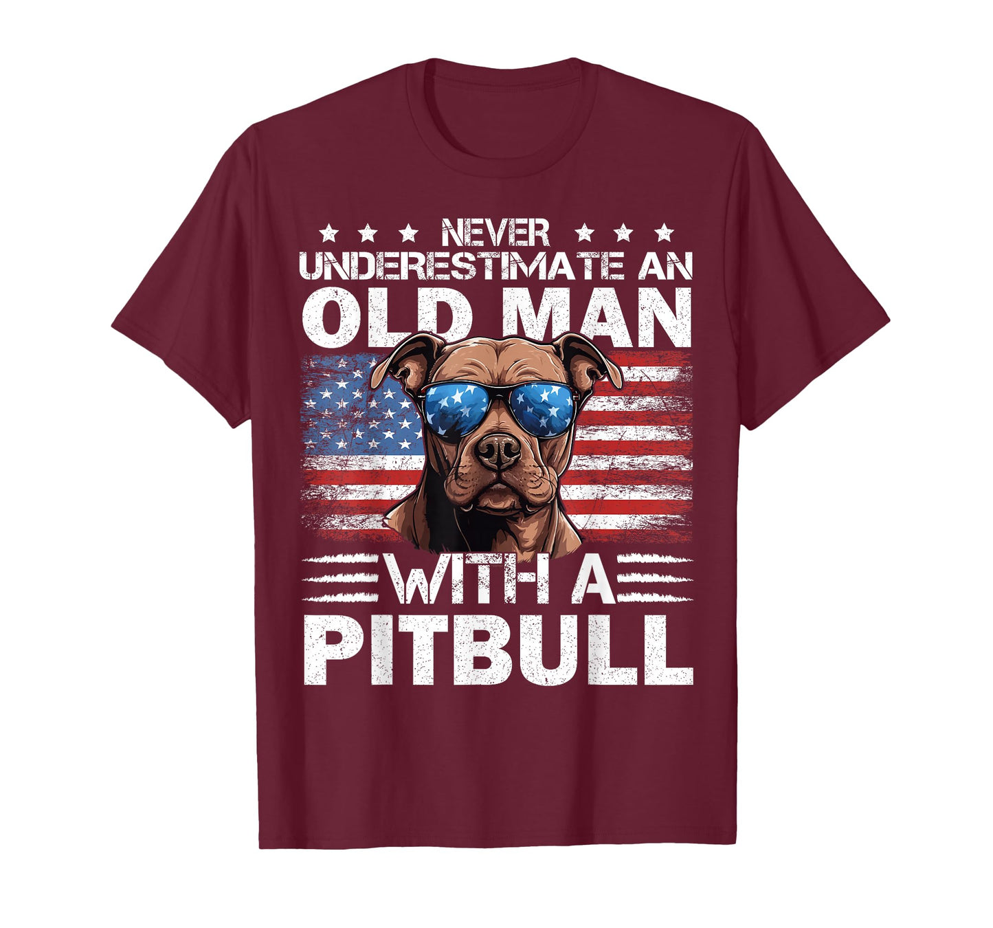 Pitbull Pittie Dog Breed Never Underestimate an Old Man T-Shirt