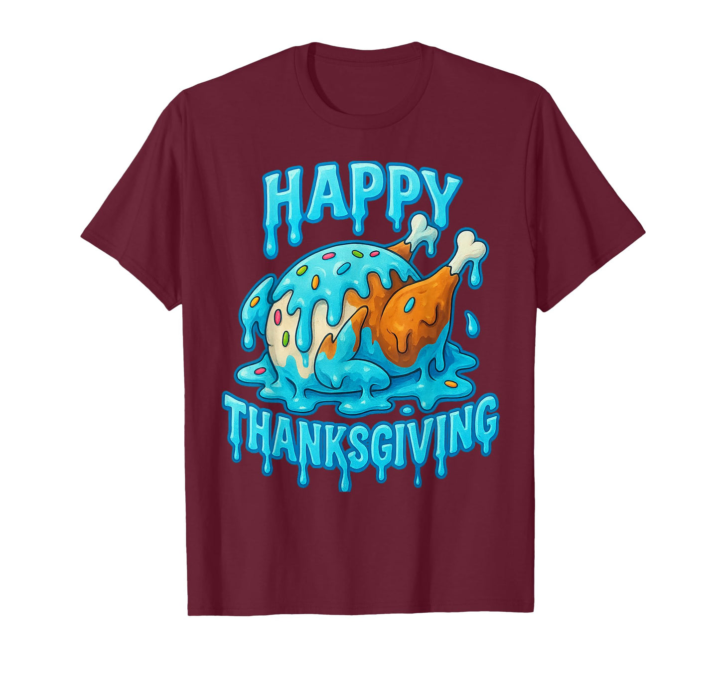 Happy Thanksgiving Drip Ice Cream Look Cool T-Shirt