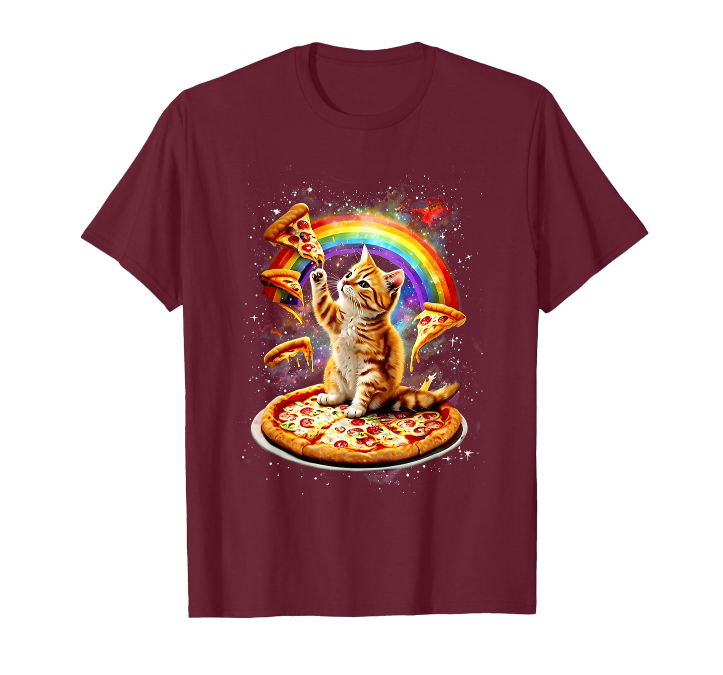 Space Cat Pizza Rainbow Cat Outter Galaxy Kitty In Space T-Shirt