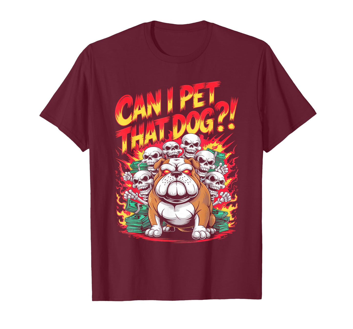 Can I Pet That Dog?! Cute Skeleton Halloween Bulldog Bootleg T-Shirt