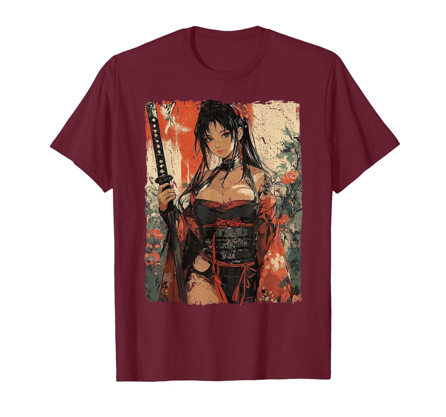 Samurai Warrior Waifu Girl Japanese Ukiyo-e Manga Samurai T-Shirt