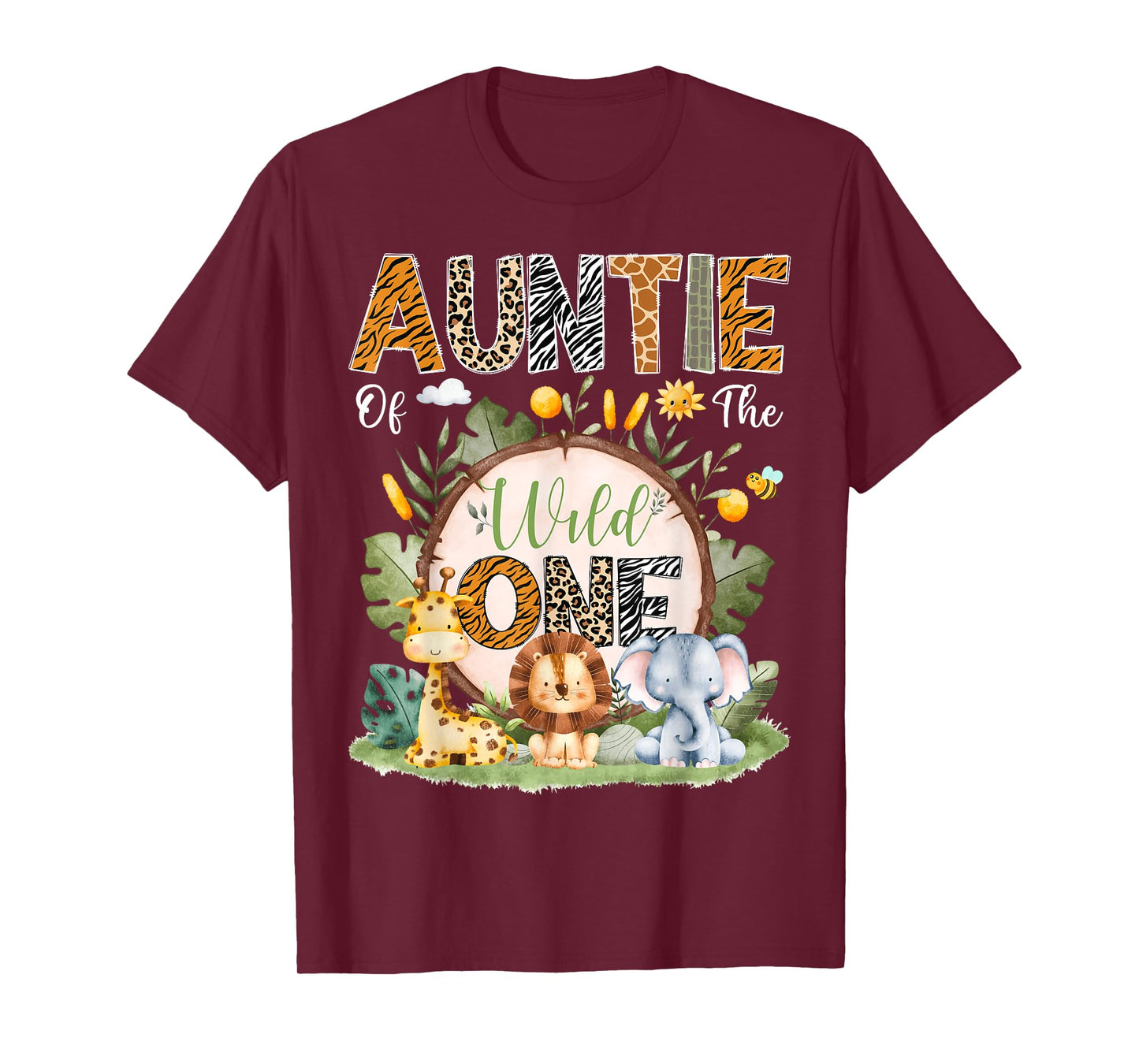 Auntie Of The Wild One 1St Bday Safari Jungle Animals T-Shirt