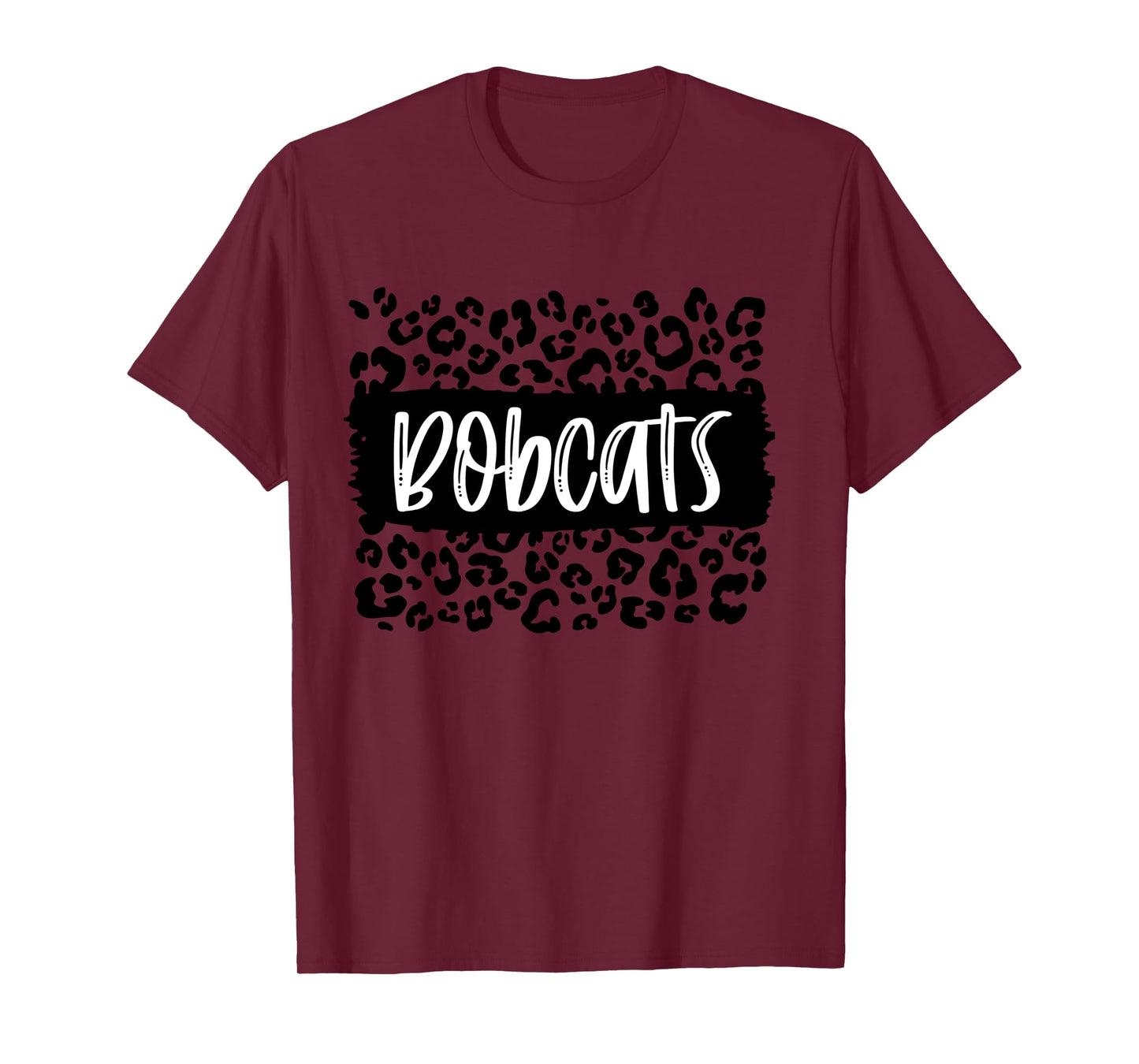 Bobcats Team Mascot School Spirit Game Night Leopard Print Long Sleeve T-Shirt