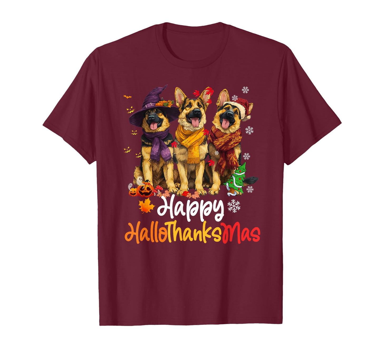 Halloween Thanksgiving Christmas German Shepherd Dog T-Shirt