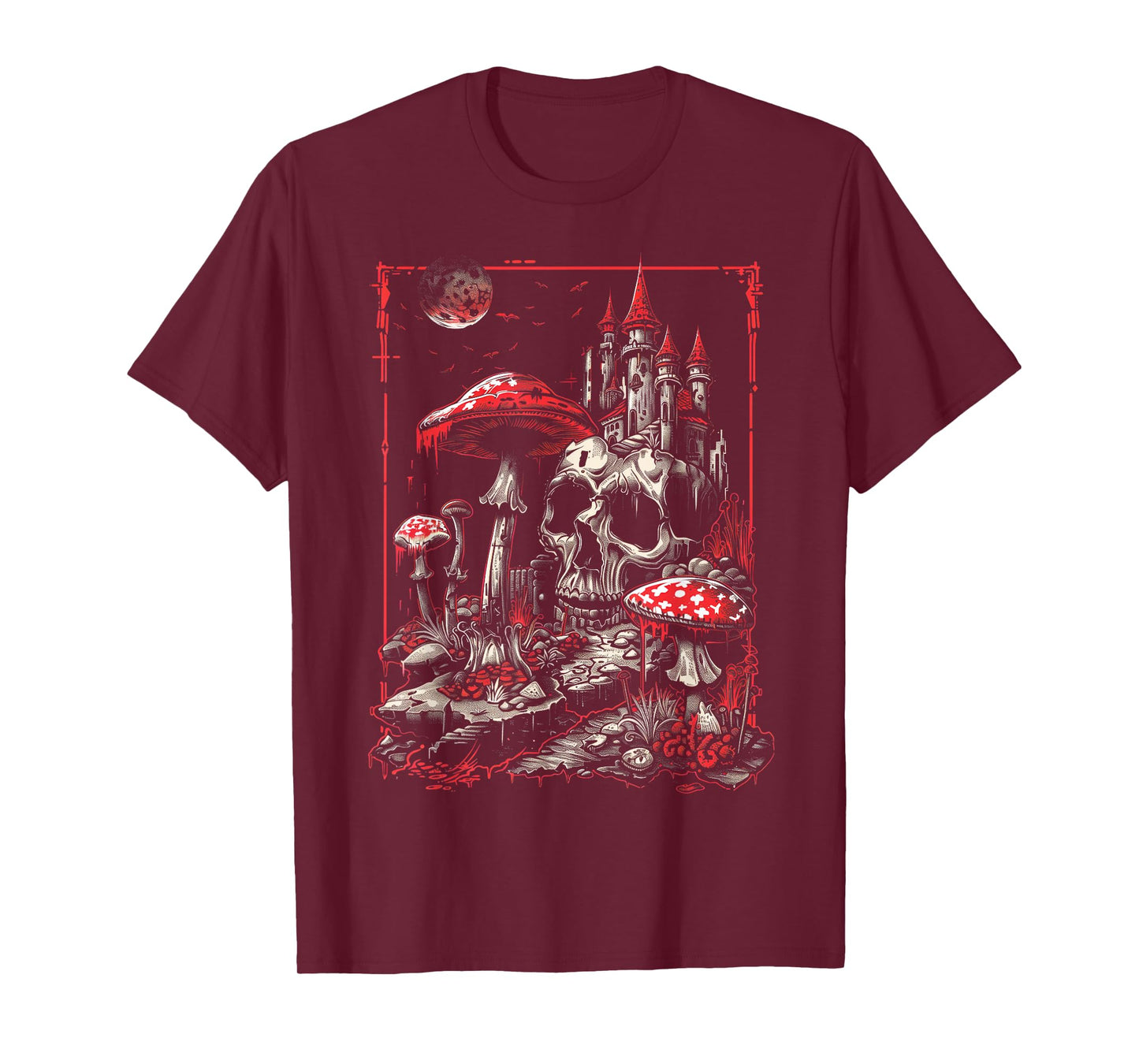 Goth Gothic Skull Mushroom Witch Mystic Night T-Shirt