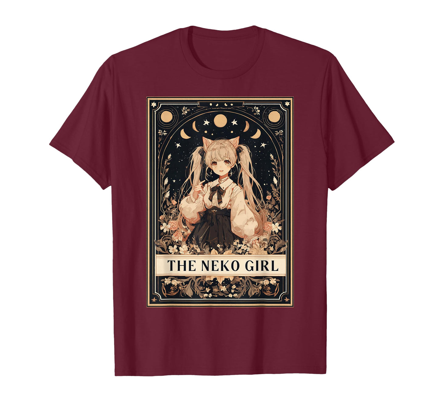 The Neko Girl Anime Manga Japanese Cat Girl Tarot Card T-Shirt