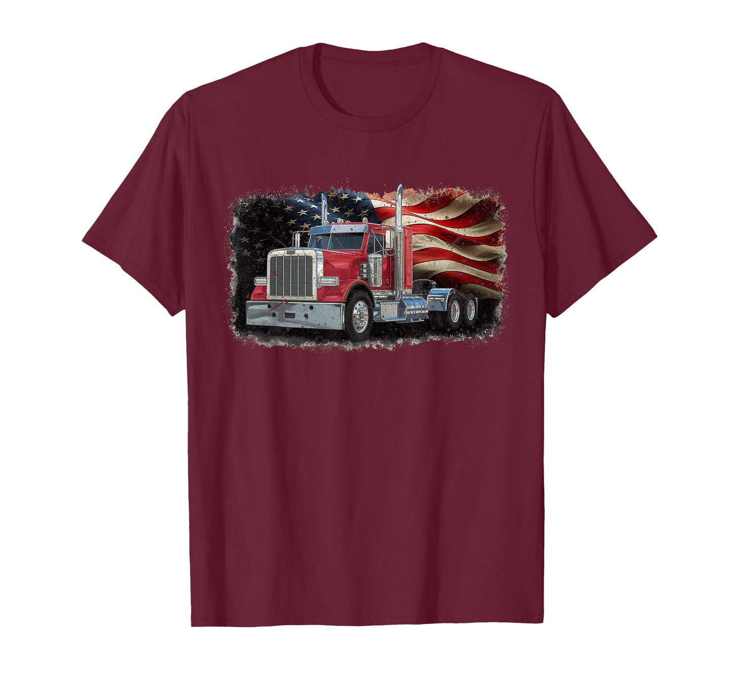 Driver Trucker US Flag Semi Truck Patriotic 4th Of July man T-Shirt
