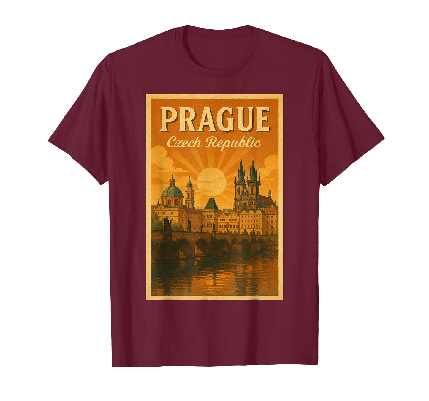 Prague Vintage Travel Poster for Exploring Czech Republic T-Shirt