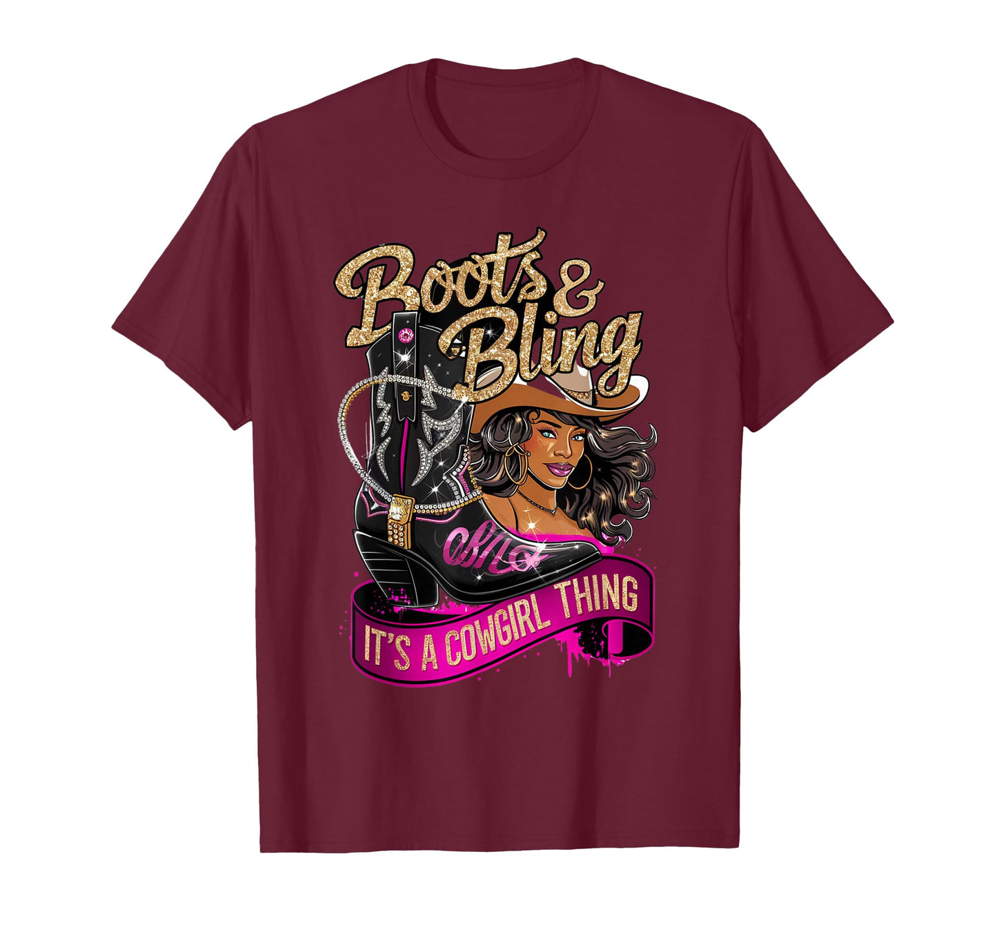 Boots And Bling It's A Cowgirl Thing Rodeo Melanin T-Shirt