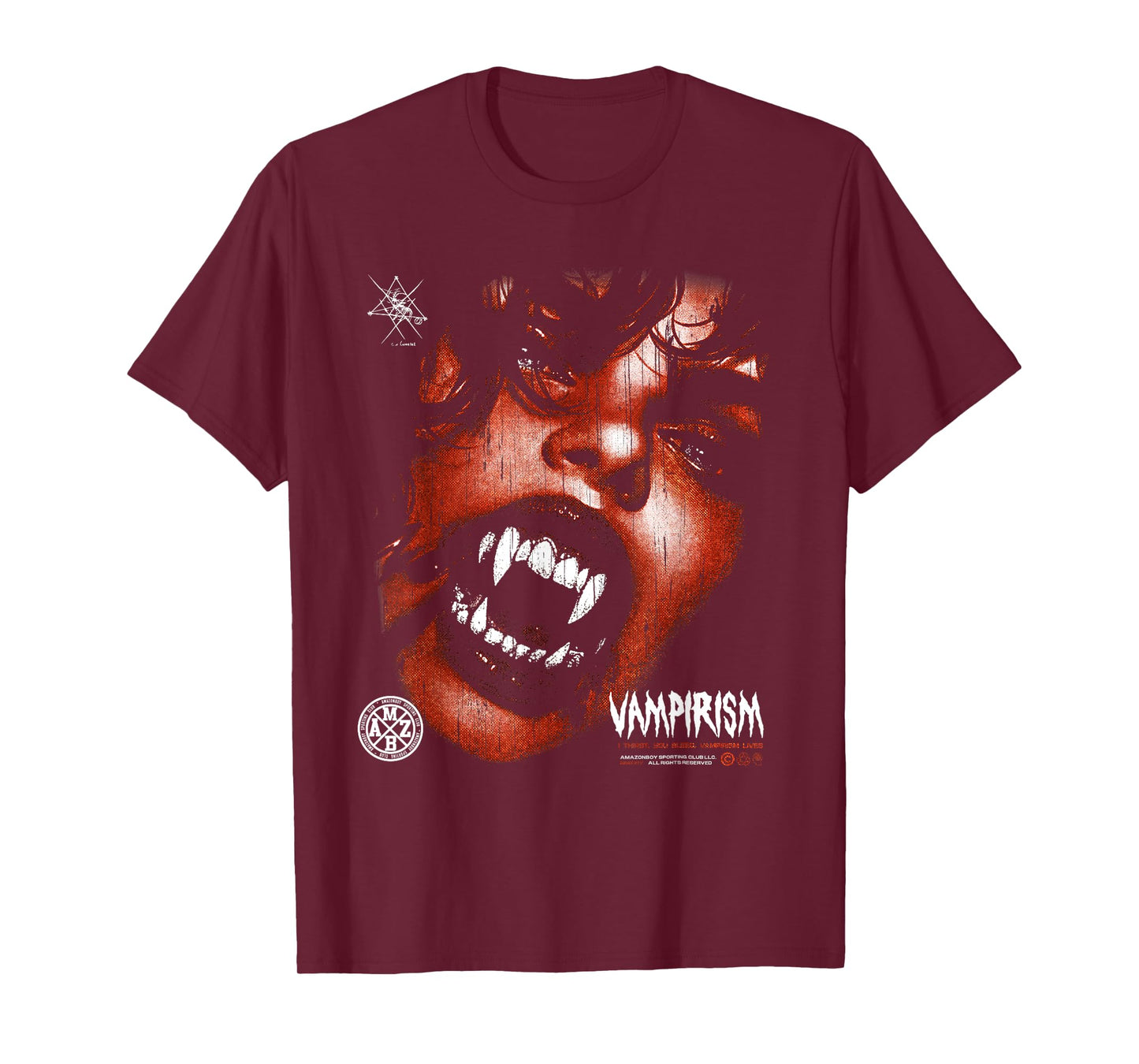 Dark Gothic Black and Red Vampire Emo Y2K Grunge Streetwear T-Shirt