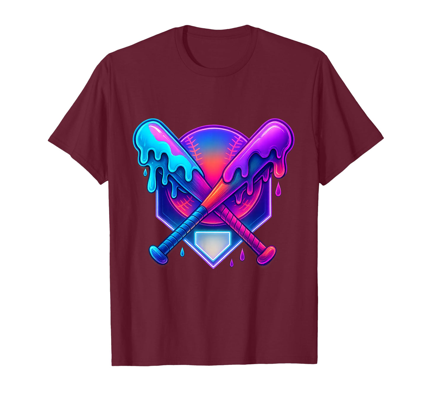 Baseball Drip for Boys Home Plate Ice Cream Drip Youth Sport T-Shirt