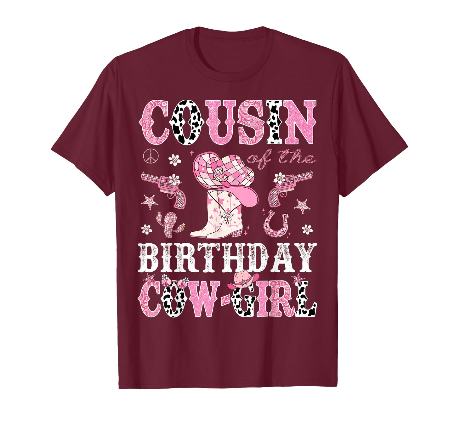 Cousin Of The Birthday CowGirl Pink Disco Rodeo Western T-Shirt