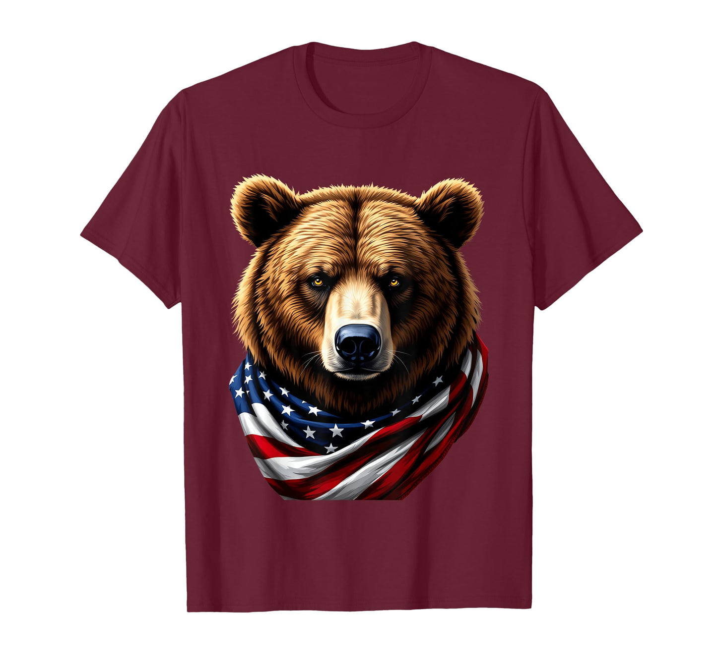 Grizzly Bear USA Flag 4th Of July Funny Grizzly Bear Lover T-Shirt