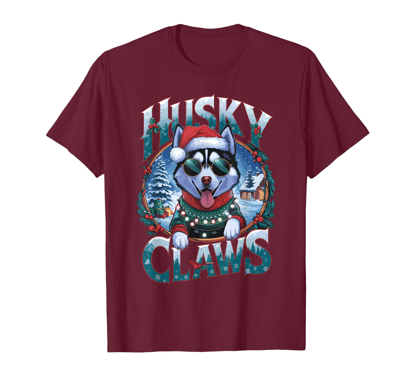 Husky Claws Dog Owner Xmas Costume Christmas Siberian Husky T-Shirt