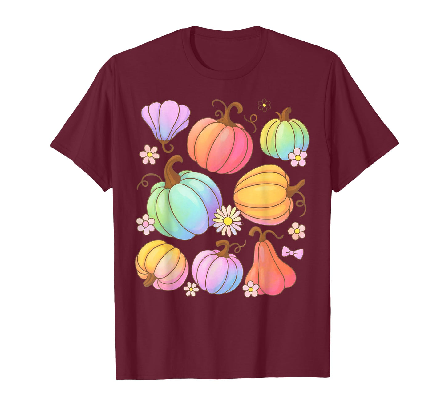 Preppy Pumpkin Thanksgiving Vintage Boho Floral Fall Vibes T-Shirt