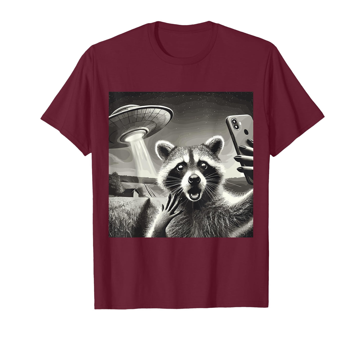 Racoon Selfie With Alien UFO Funny Raccoon T-Shirt