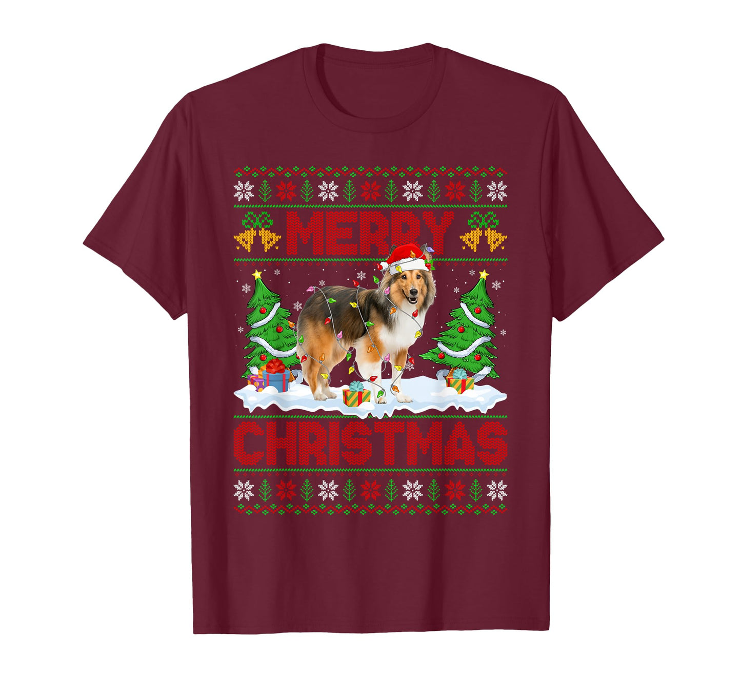 Sheltie Shetland Sheepdog Ugly Xmas Sweaters Dog Christmas T-Shirt