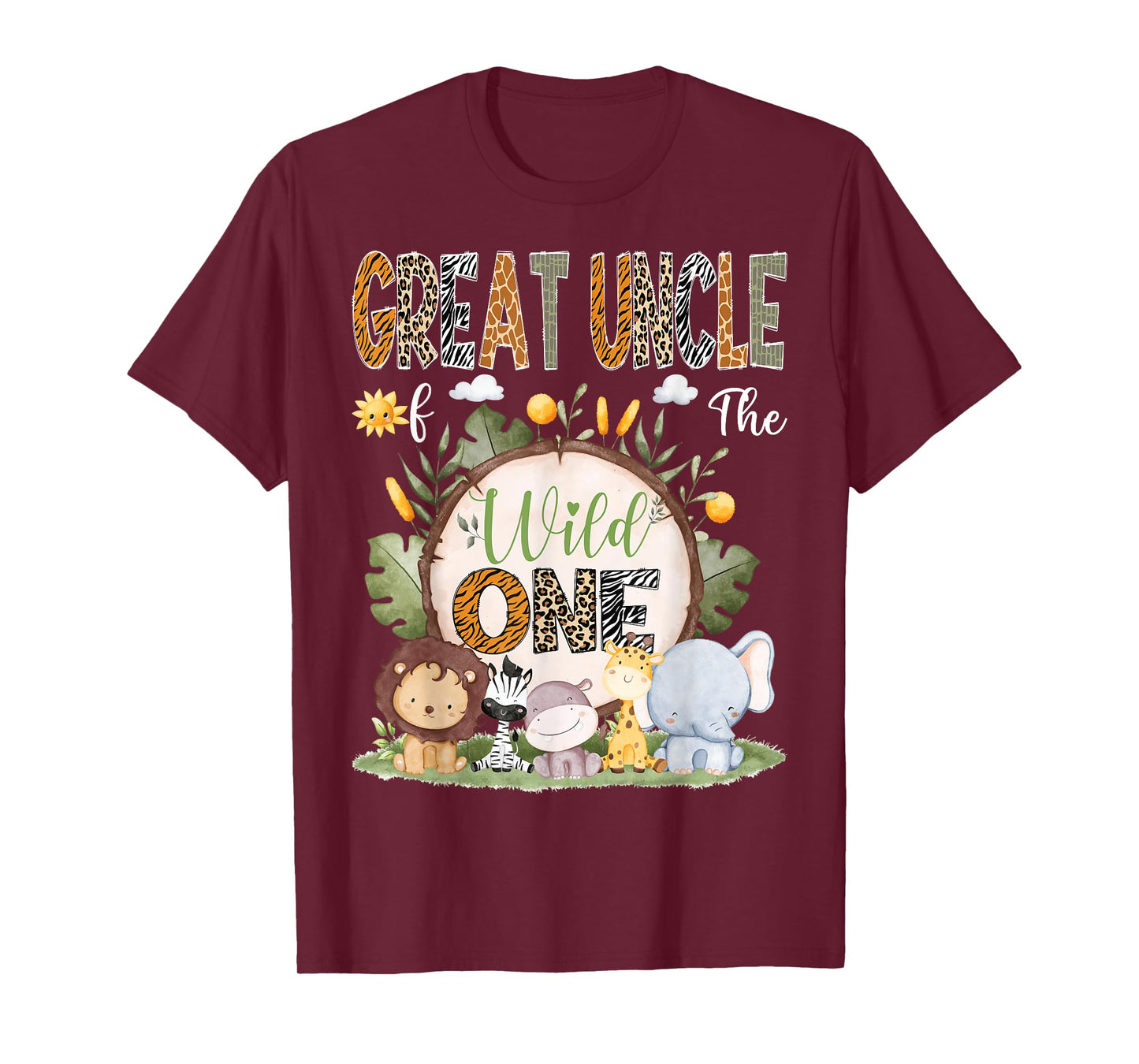 Great Uncle Of The Wild One 1St Birthday Kid Safari Woodland T-Shirt