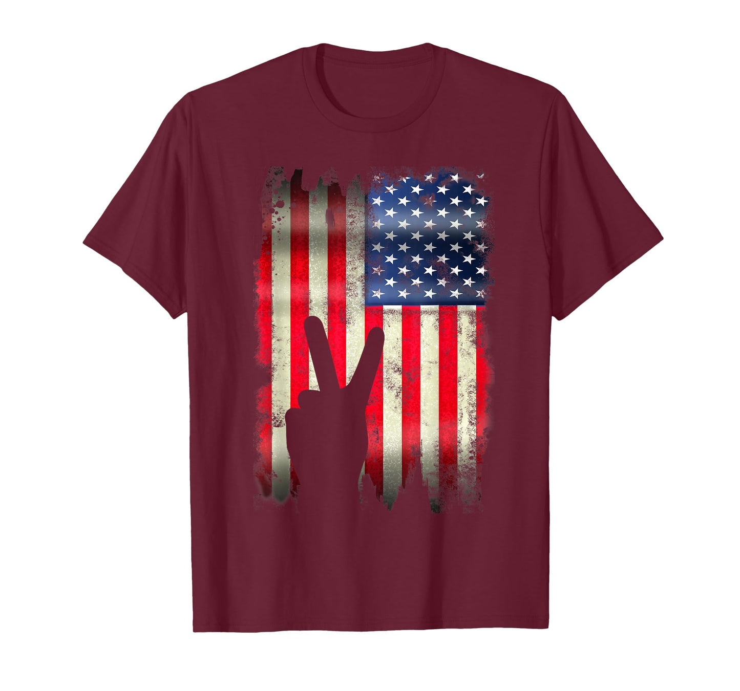 USA American Flag 4th of July Peace Sign Patriotic Gift T-Shirt for Women Kids Men