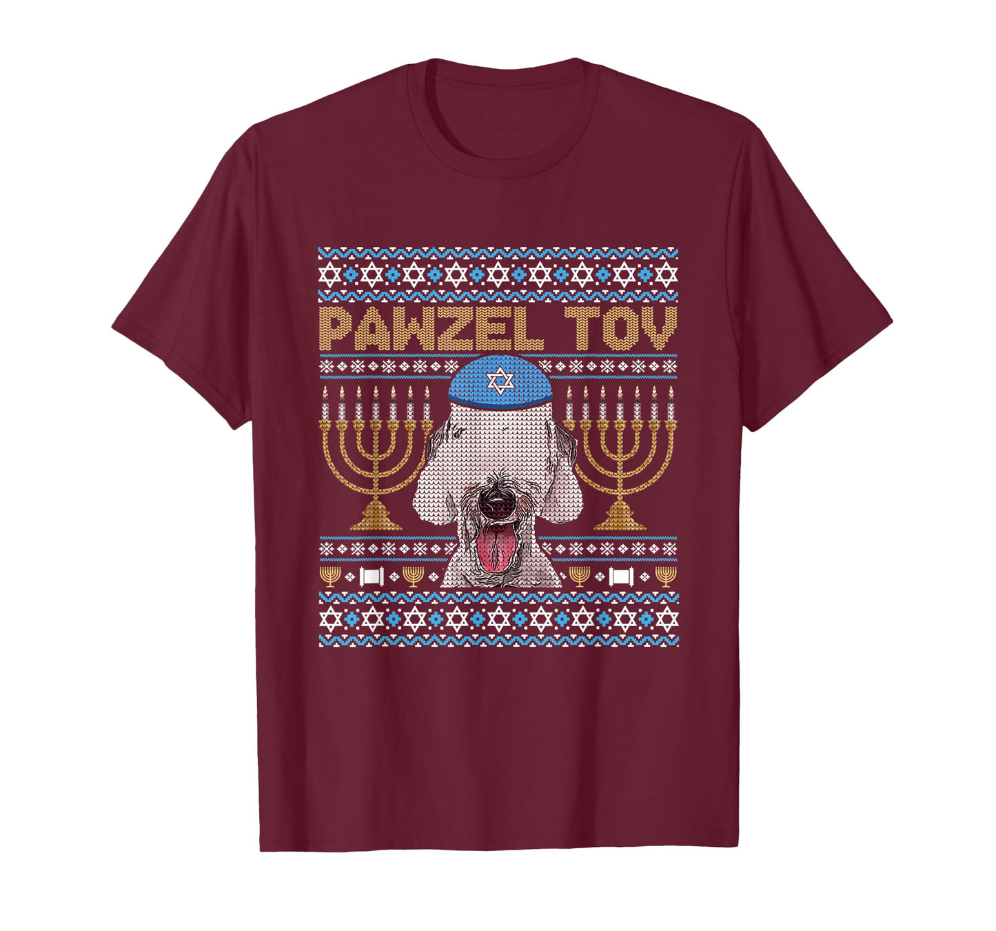 Pawzel Tov Jewish Bedlington Terrier Dog Funny Hanukkah T-Shirt