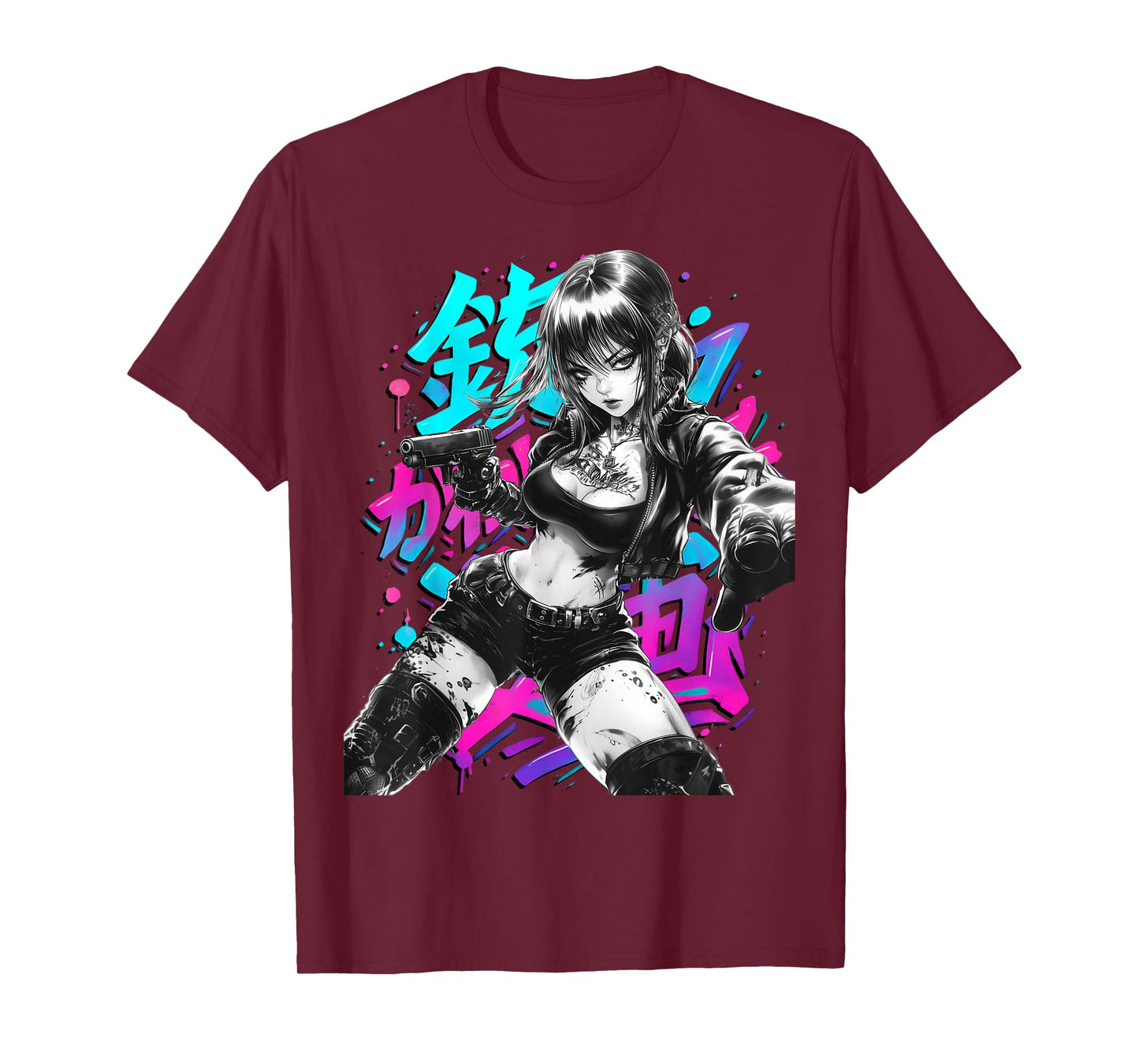Anime Waifu Sketch Line Art Manga Graffiti Graphic T-Shirt