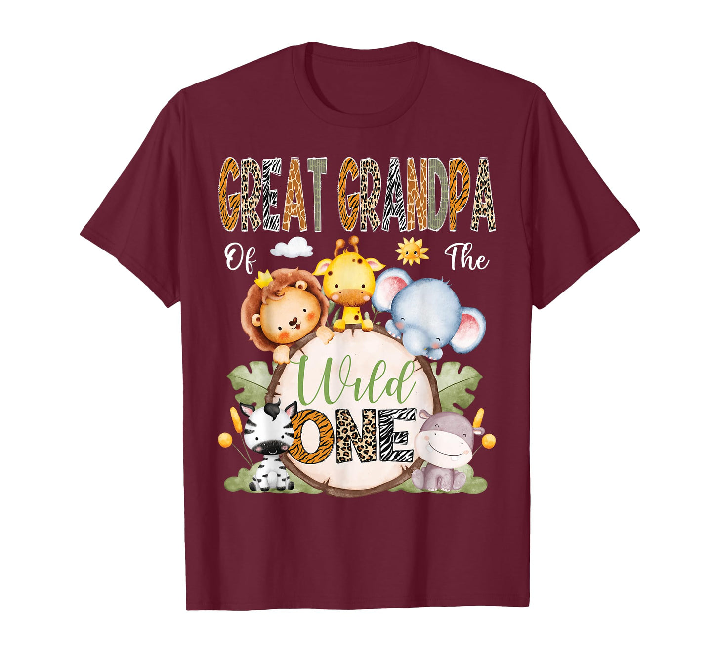 Great Grandpa Of The Wild One 1St Birthday Boy Safari Jungle T-Shirt