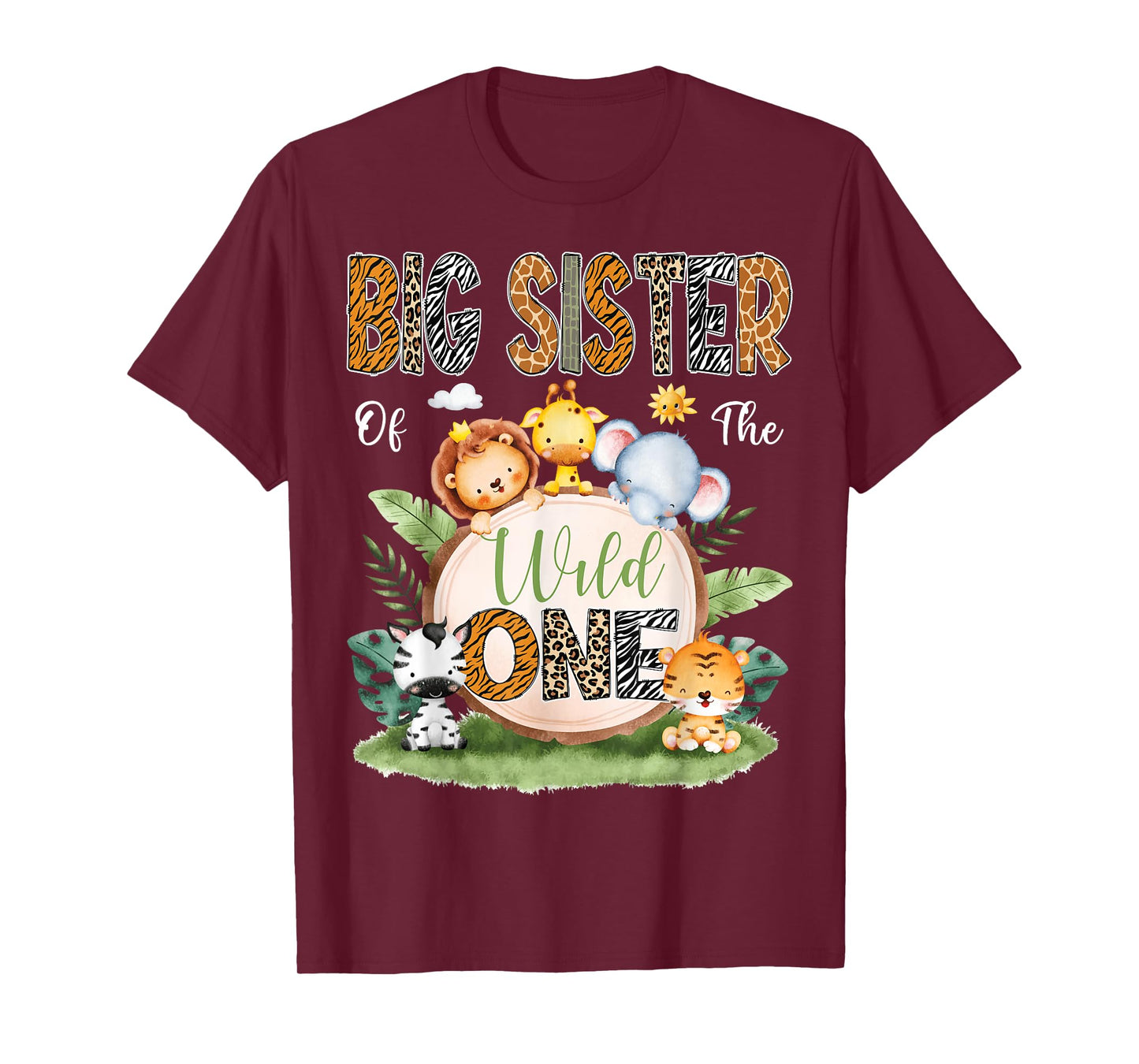 Big Sister Of The Wild One 1St Birthday Kids Safari Jungle T-Shirt