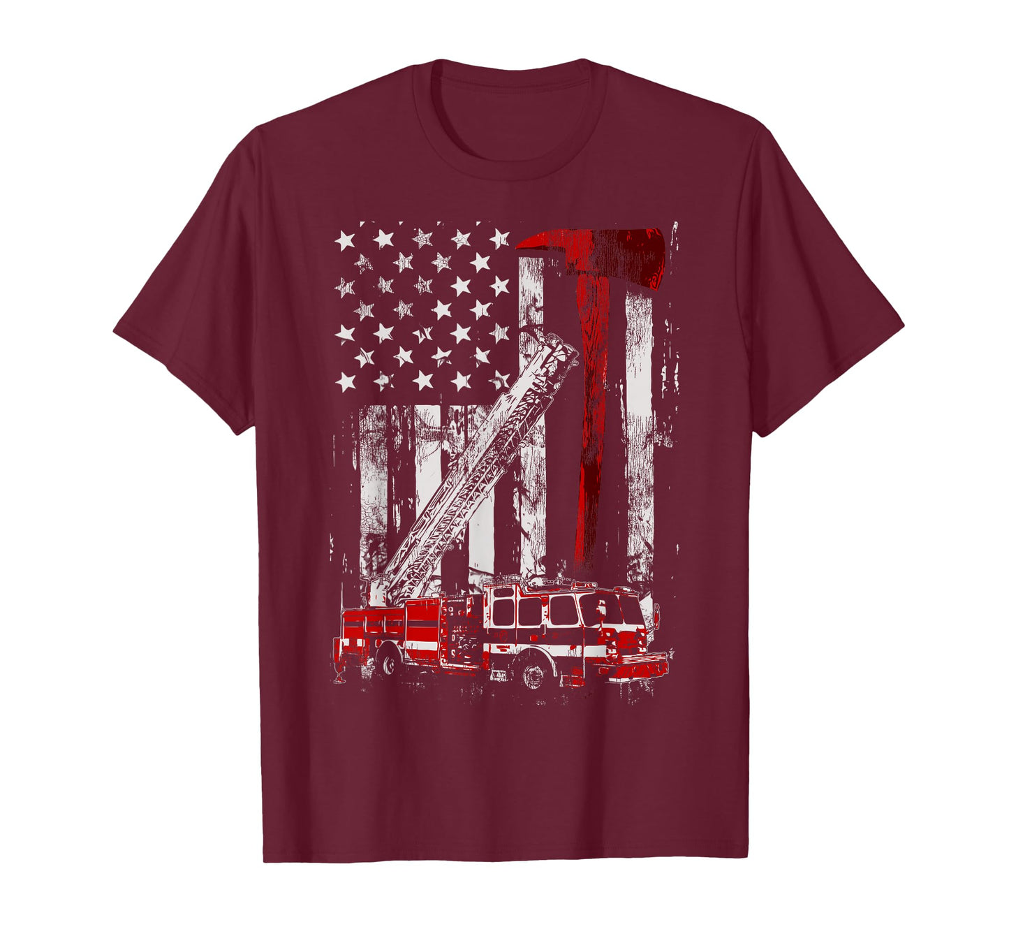 Fire Engine Truck Axe T-Shirt Thin Red Line Firetruck T-Shirt