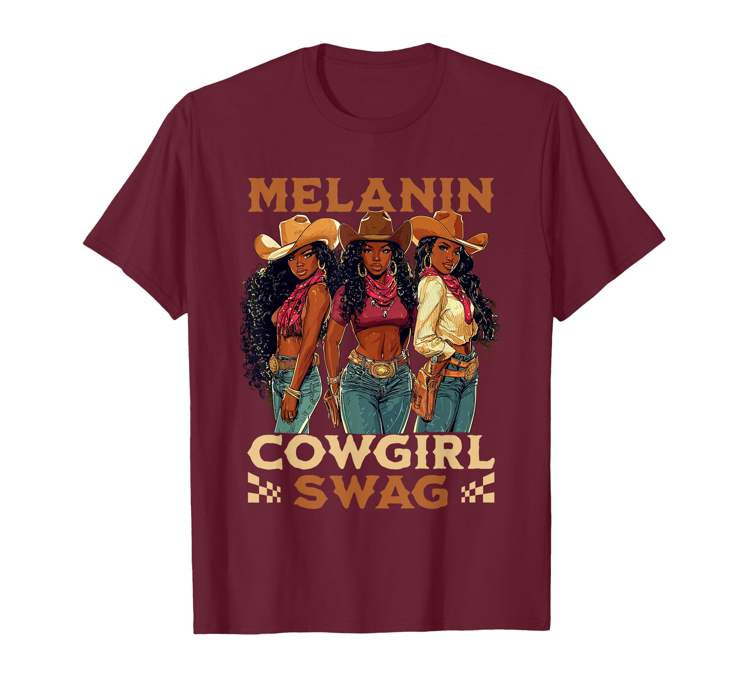 Melanin Cowgirl Swag African American History Western Rodeo T-Shirt