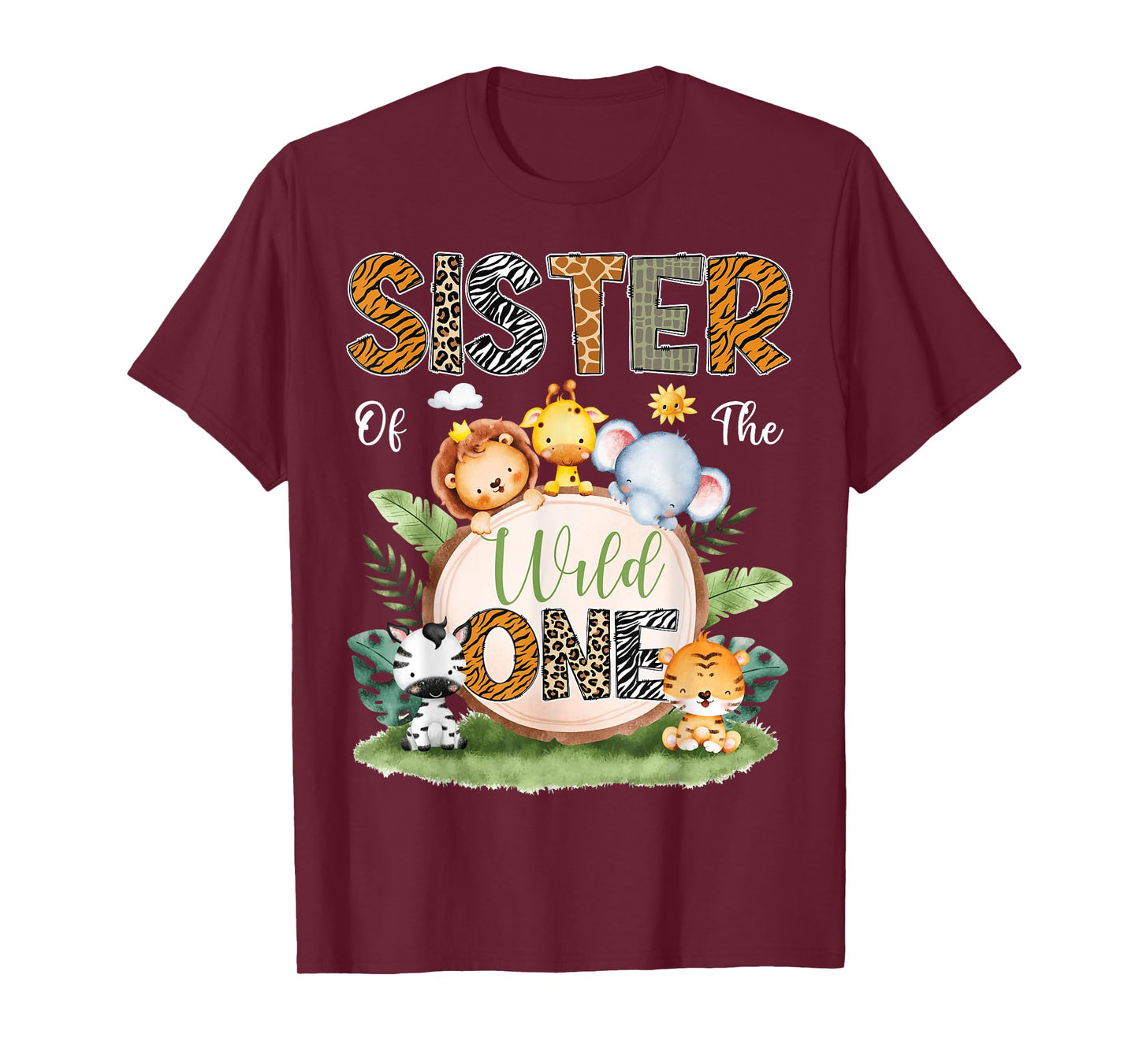 Sister Of The Wild One 1St Birthday Kids Safari Jungle T-Shirt