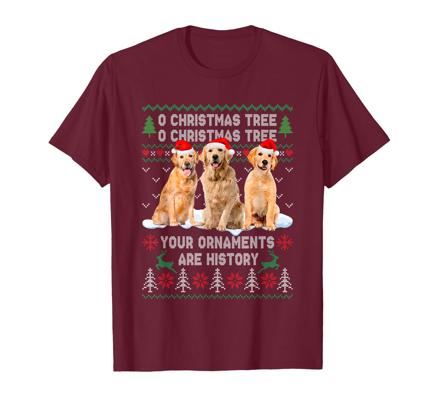 Cute Golden Retriever Dog Oh Christmas Tree Ugly Xmas Men Women Kids T-Shirt