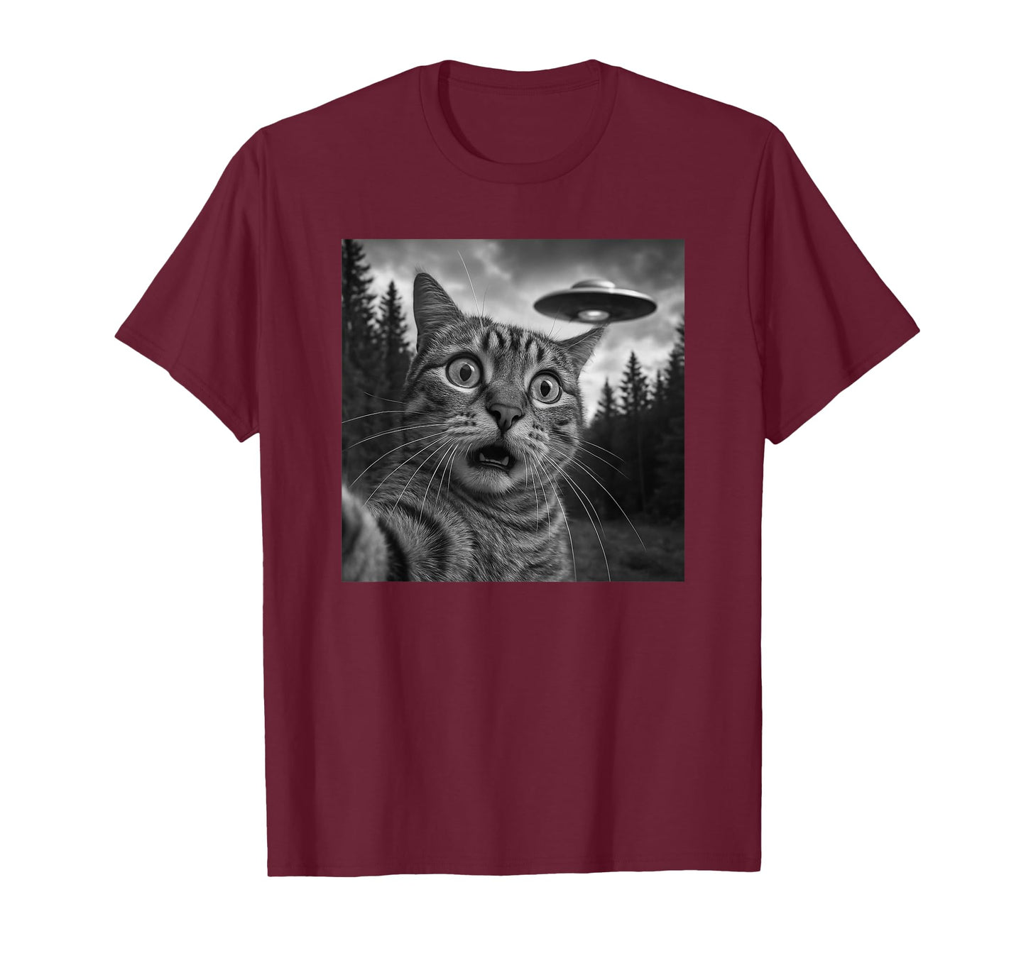 Funny Cat Selfie UFO Alien Spaceship Abduction Gift Men Women Kids T-Shirt