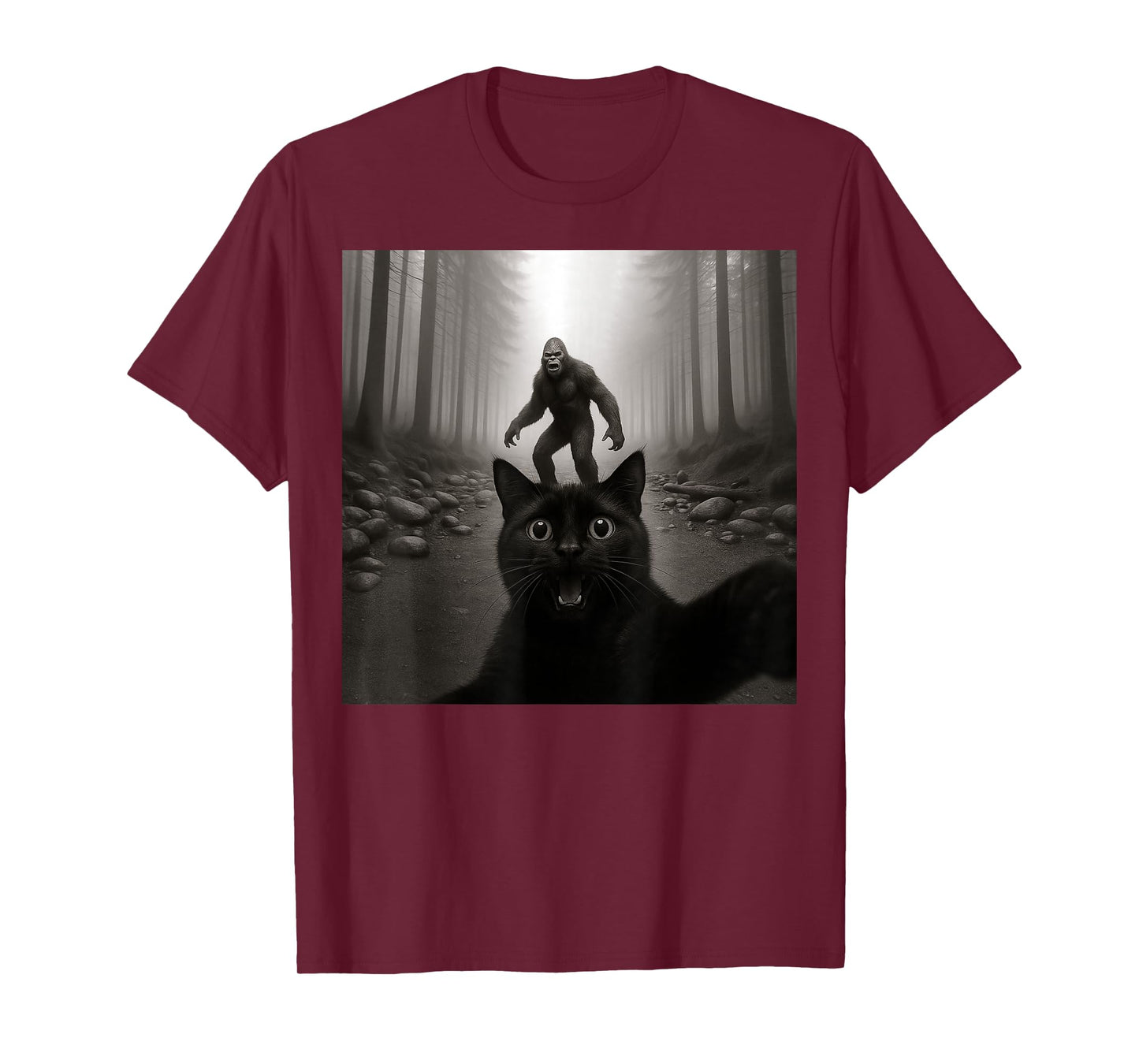 Cat Selfie With Sasquatsch Bigfoot Funny Gifts Men Women Kid T-Shirt