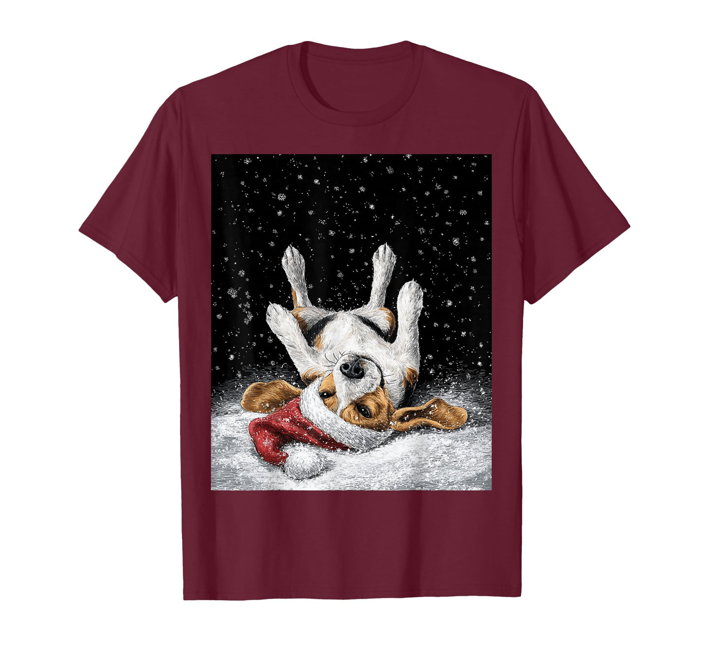 Christmas Beagle Black T-Shirt