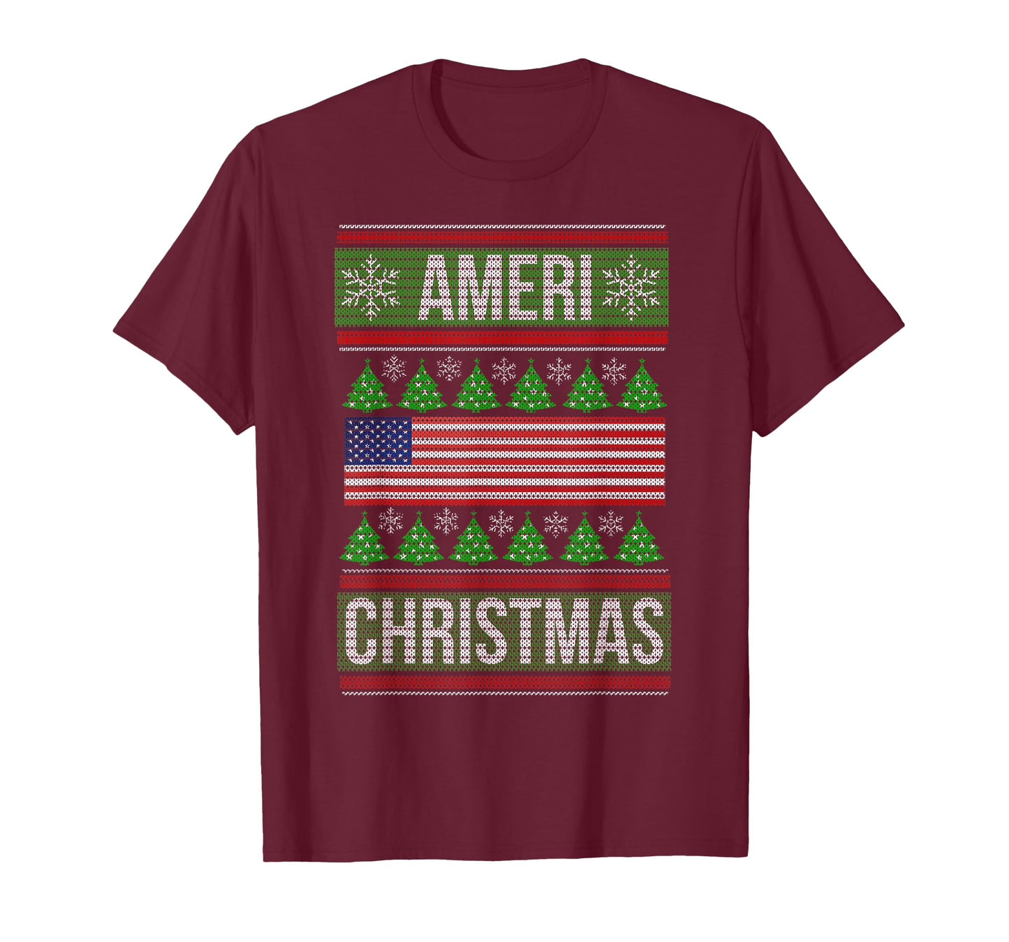 Ameri' Christmas Ugly Sweater Graphic Style Funny Xmas T-Shirt