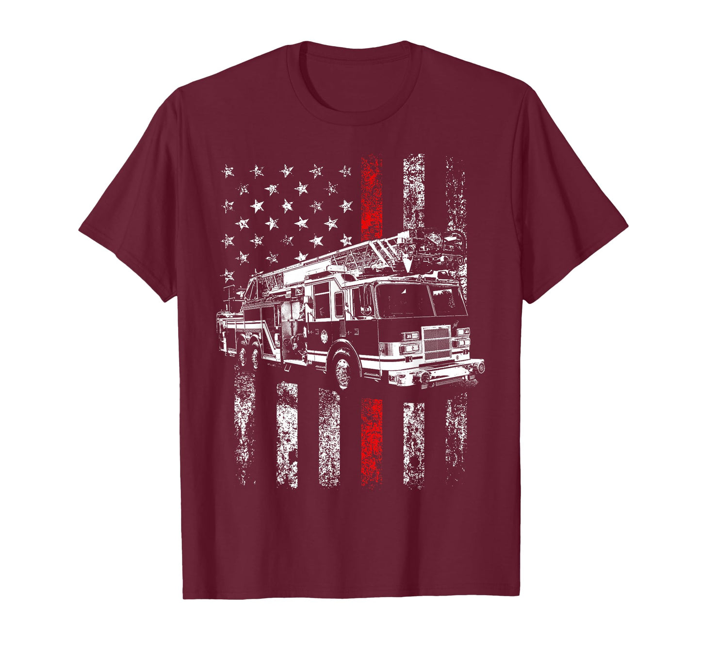 Fireman American Flag Thin Red Line Firefighter T-Shirt