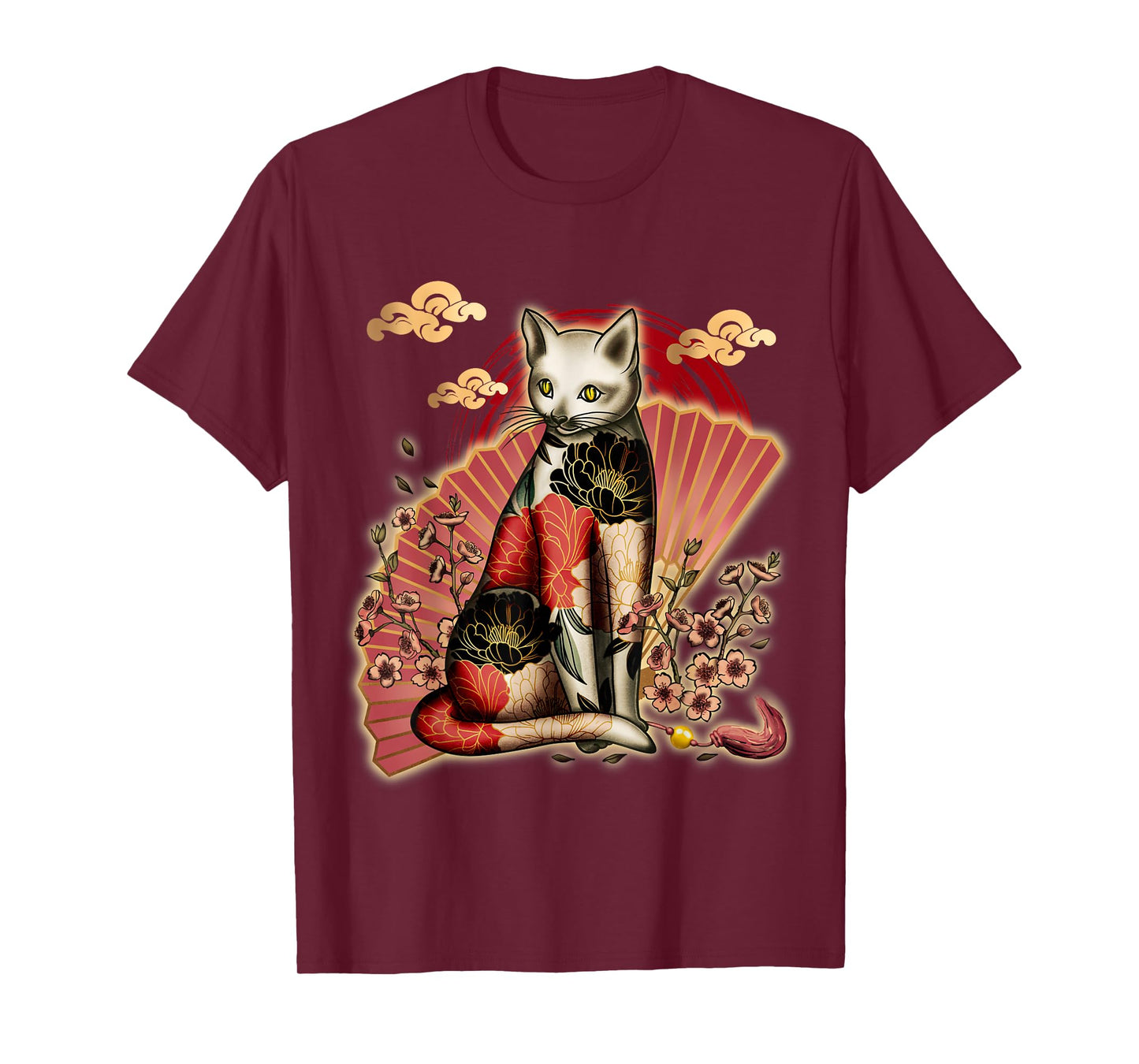 Irezumi Cat: Japanese Tattoo with Cherry Blossoms T-Shirt