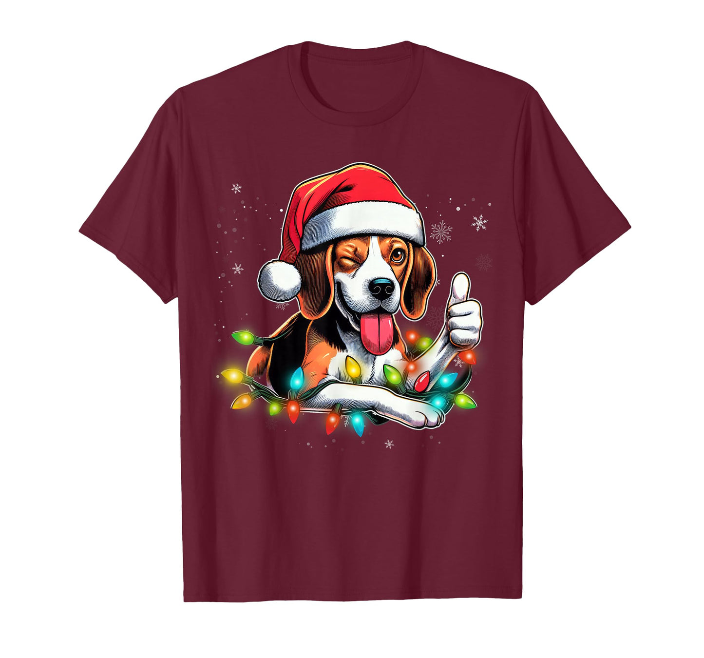 Beagle Christmas Tree Lights, Funny Dog Santa Pajama, Women T-Shirt
