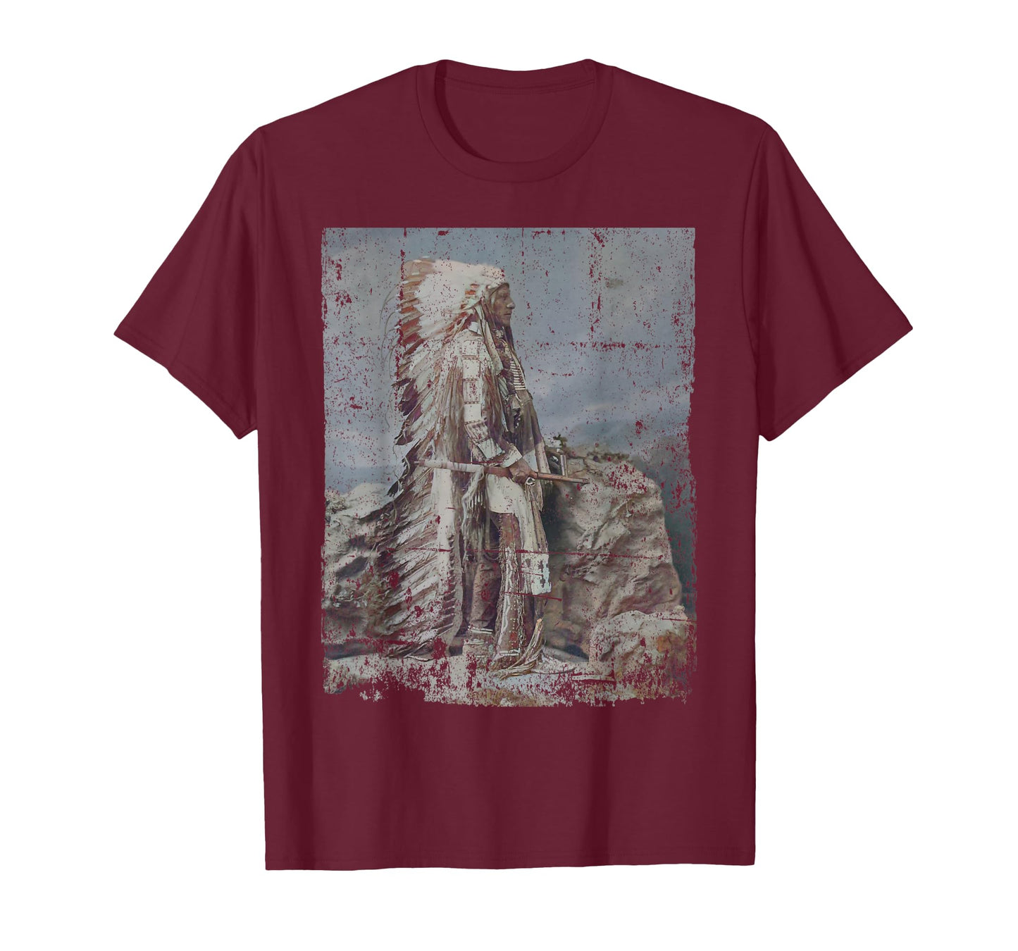 Chief Head Native American Indians Warbonnets Headdress Art T-Shirt