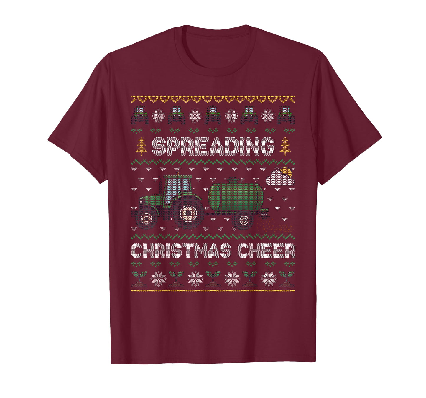 Spreading Christmas Cheer Funny Farming Tractor Ugly Xmas T-Shirt