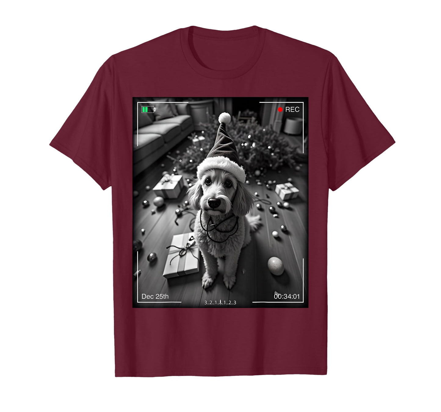 Christmas Poodle Caught On Camera T-Shirt
