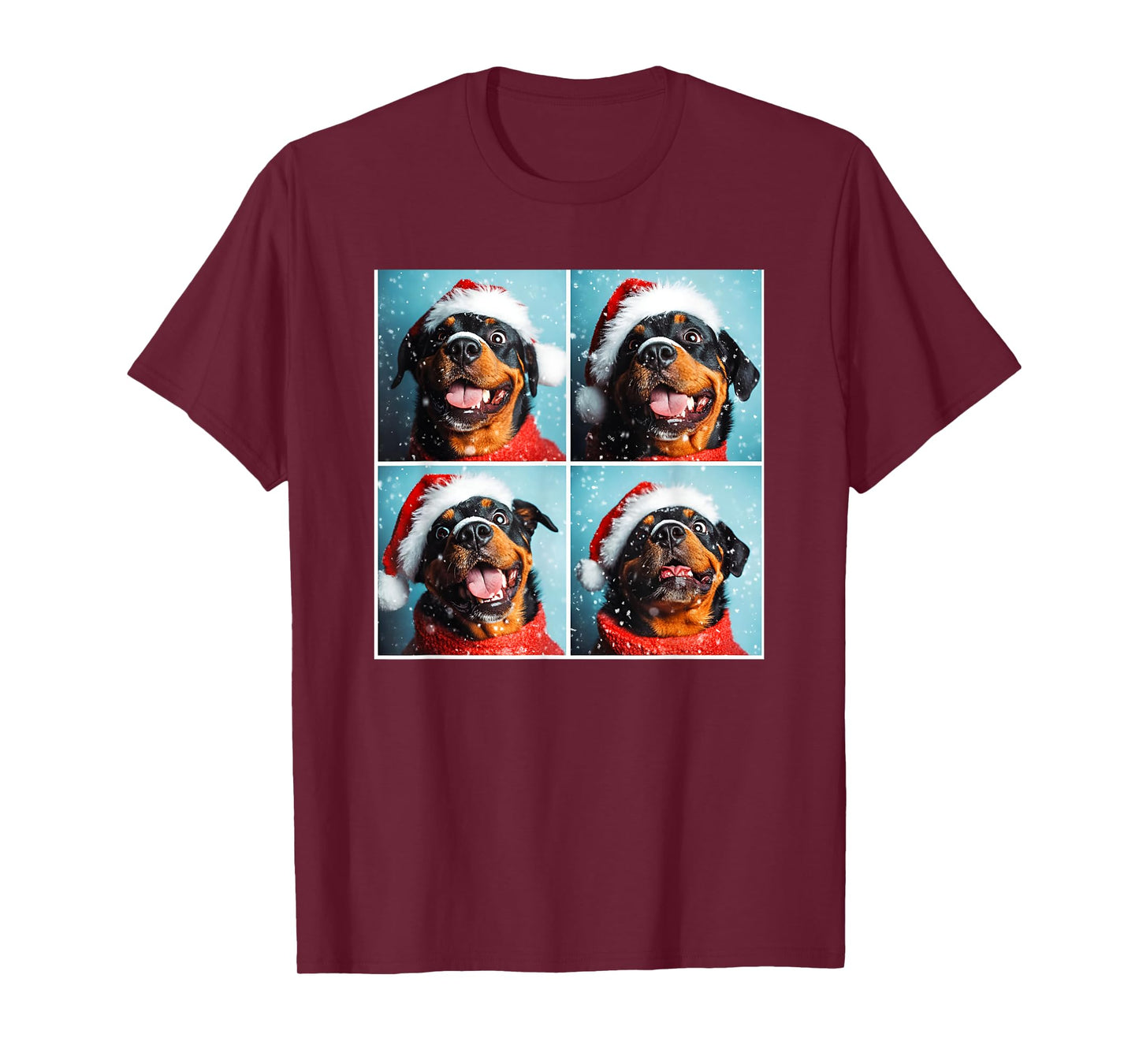 Rottweiler With Santa Hat Snowy Christmas Rottie T-Shirt