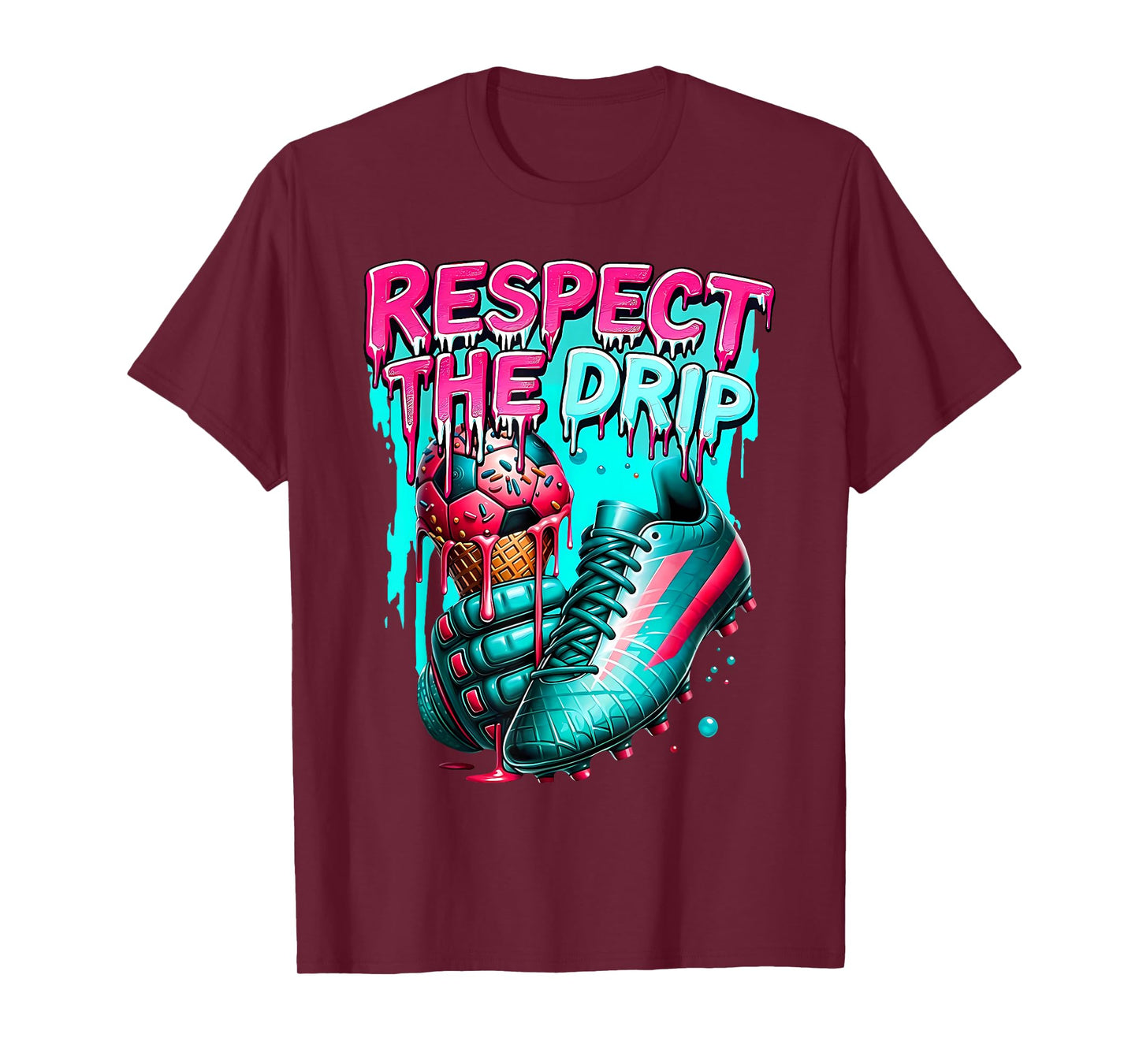 Respect The Drip Soccer Ice Cream Drip with Sprinkles T-Shirt