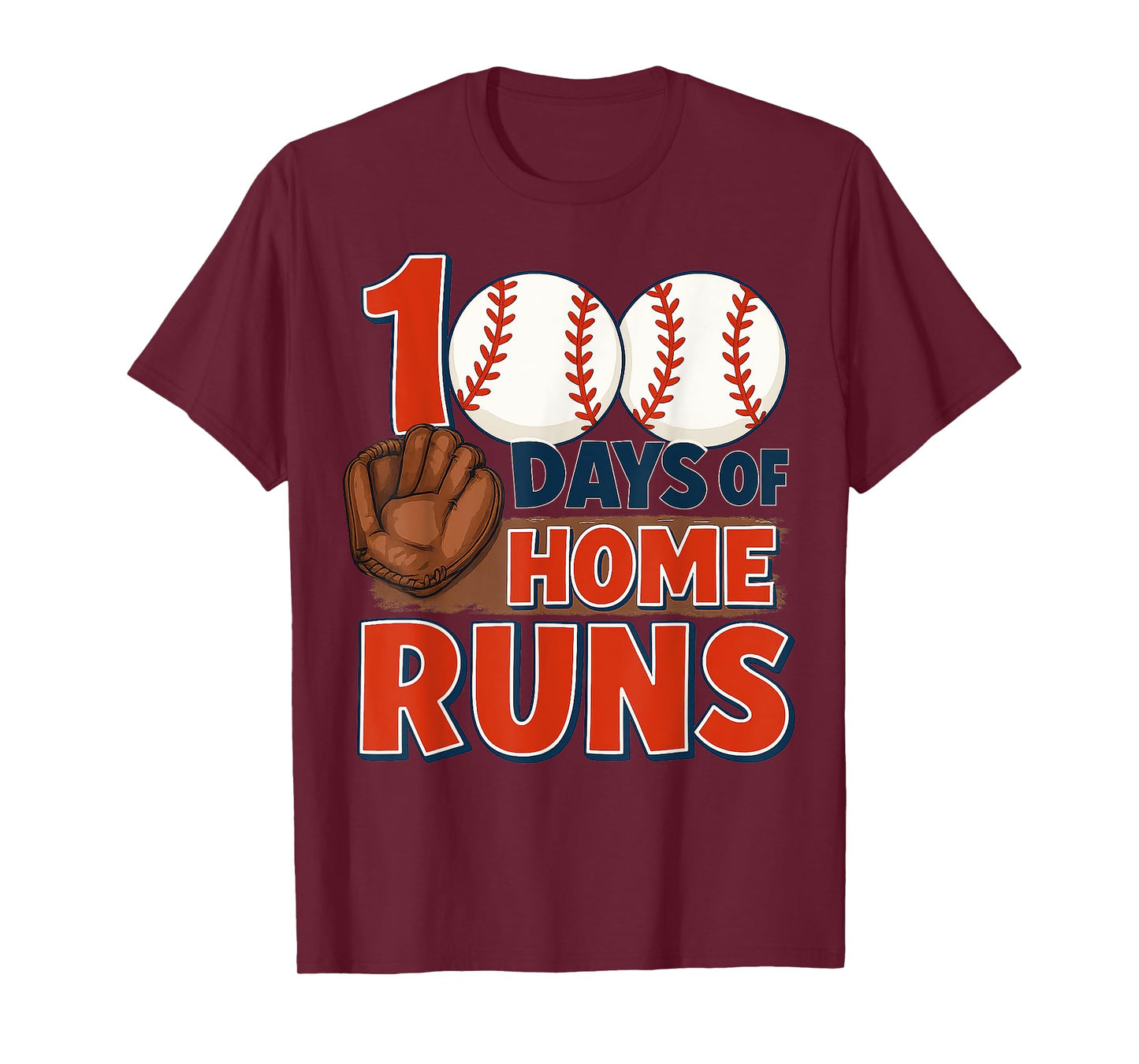 Classic 100 Days of Home Runs Baseball Shirt Design T-Shirt