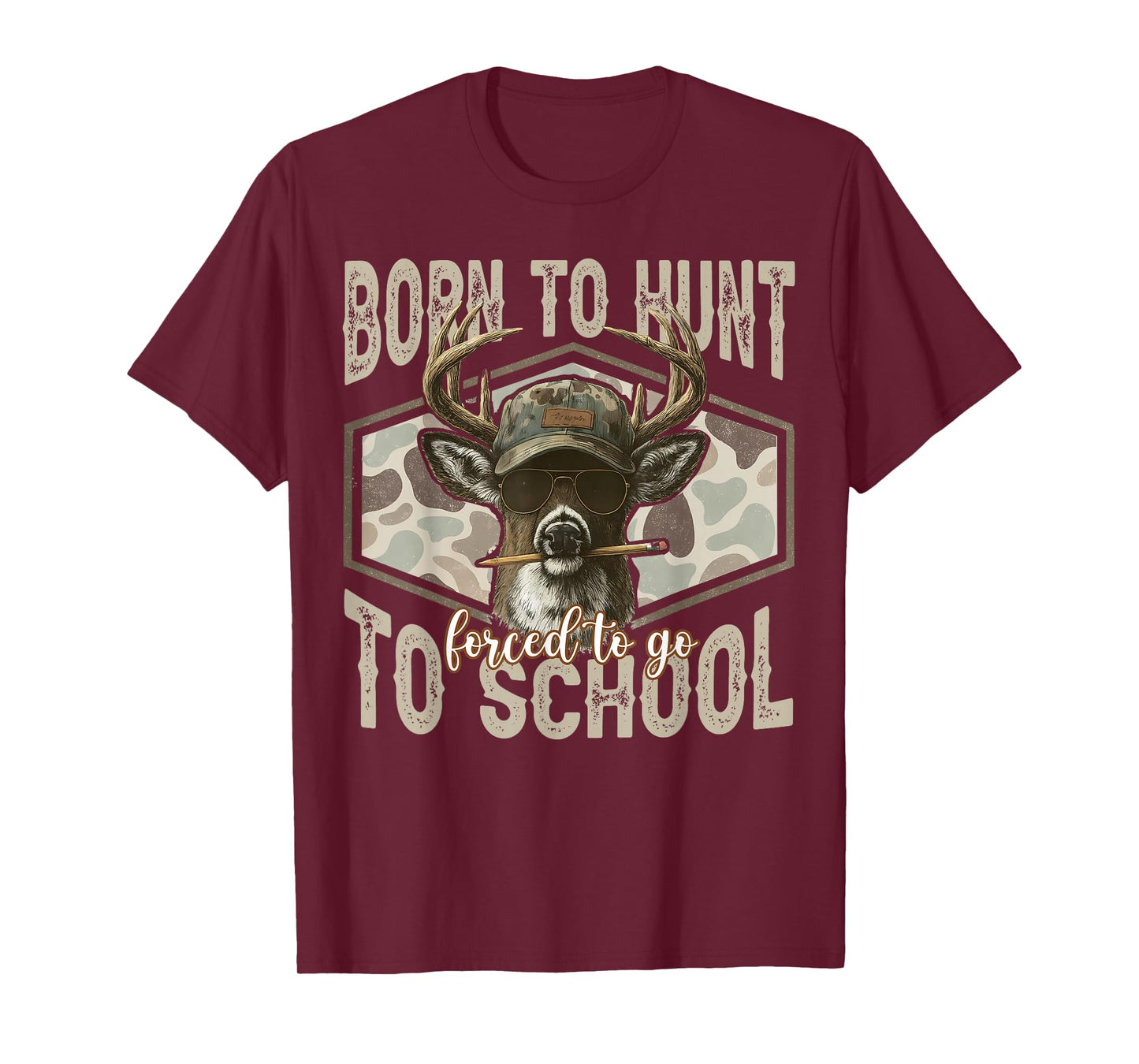 Forced to Go to School Deer Hunting Boy Camo T-Shirt
